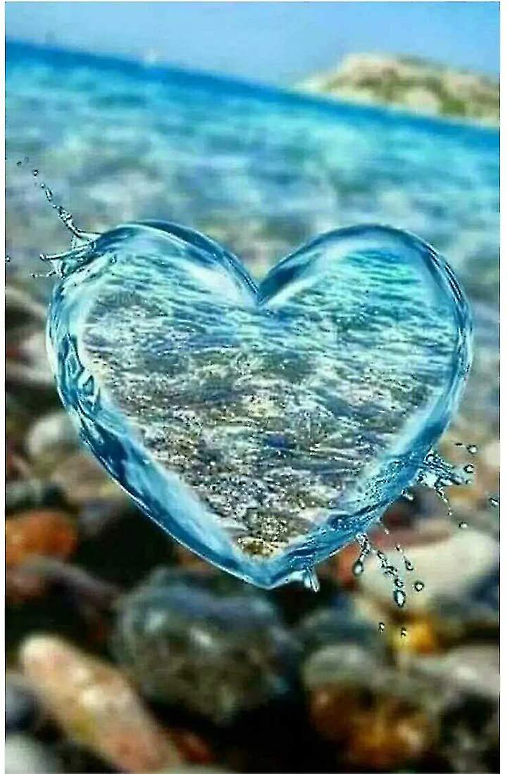 صورة اللوحة الماسية، قلوب تحب القلب، أزرق، أحجار مستديرة، حوالي 30 × 40 سم، ملء الشاشة، جيد للمبتدئين (a)