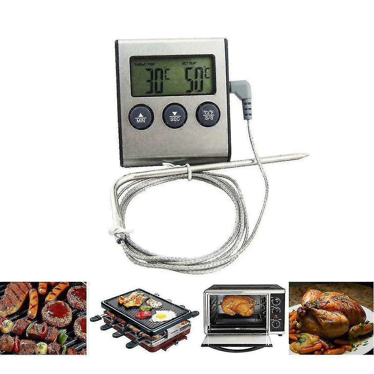 Digital Cooking Meat Thermometer For Grill Oven Bbq Timer Probe