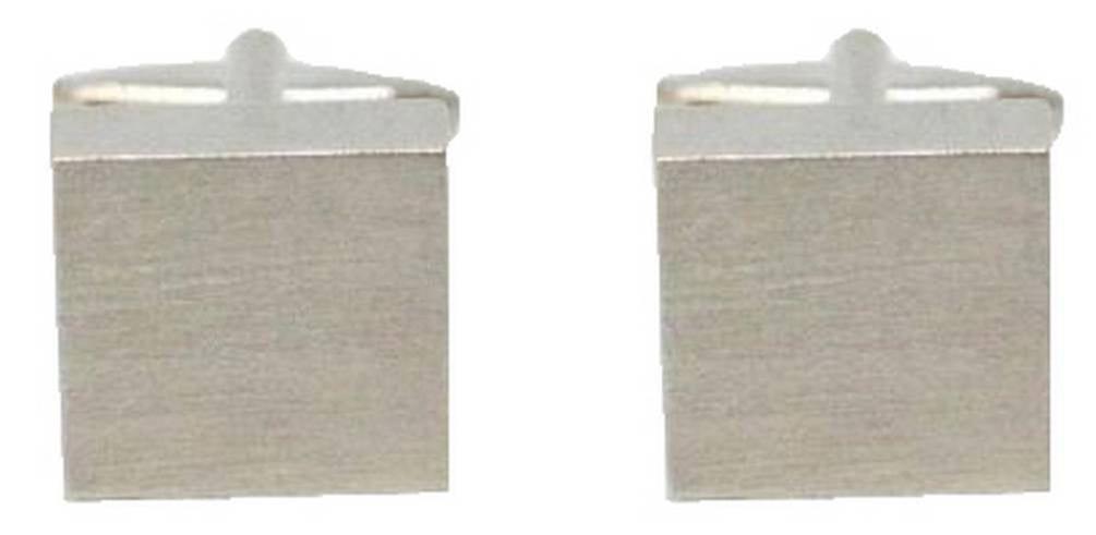 David Van Hagen Square Brushed Cufflinks - Silver