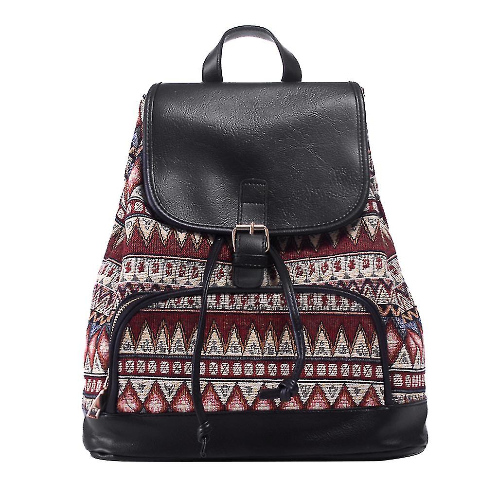 New Women Canvas Backpacks Geometric Printing Shoulder Schoolbag Travel Casual D
