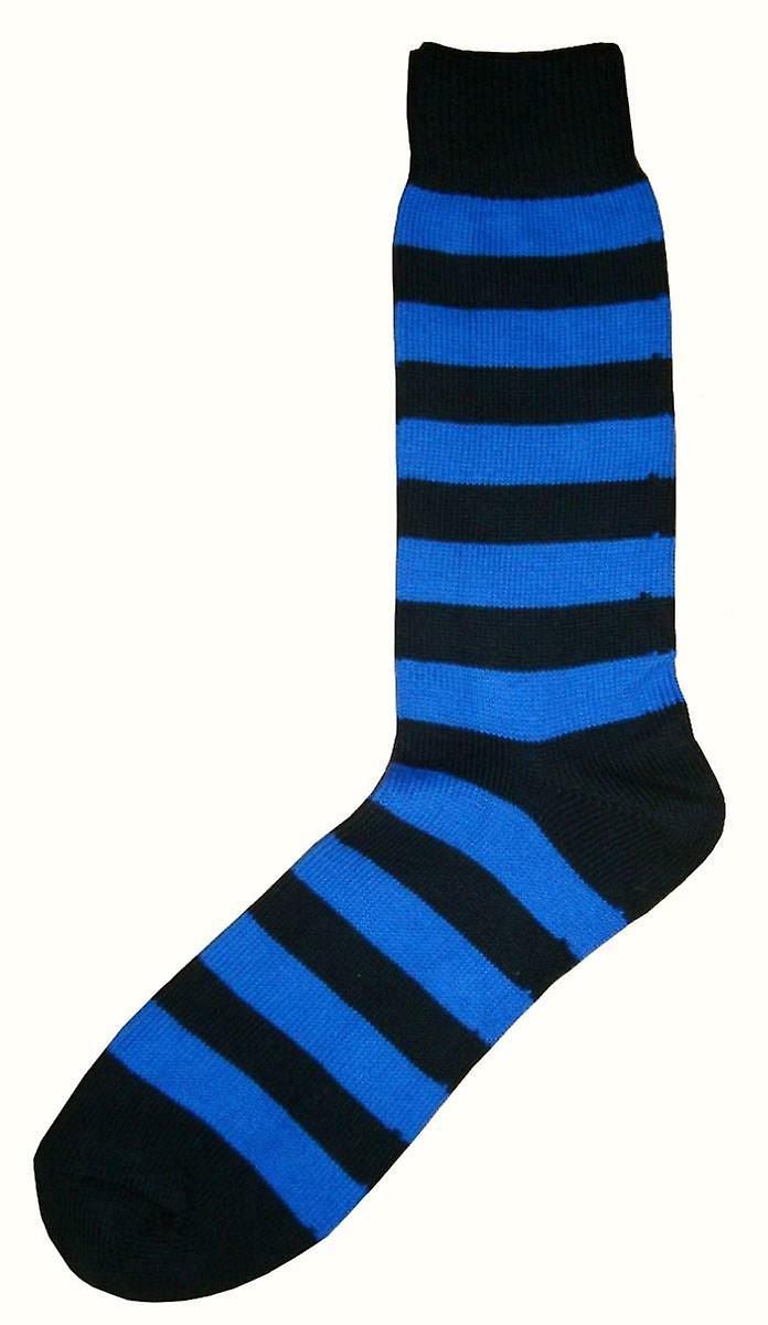 Bassin and Brown Striped Midcalf Socks - Black/Blue