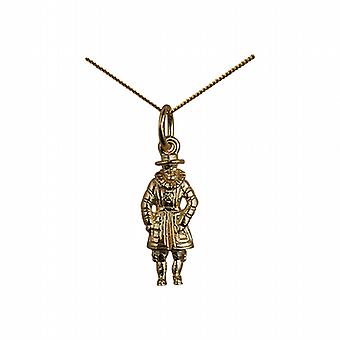 9ct Gold 18x8mm Beefeater Pendant with a curb Chain 20...