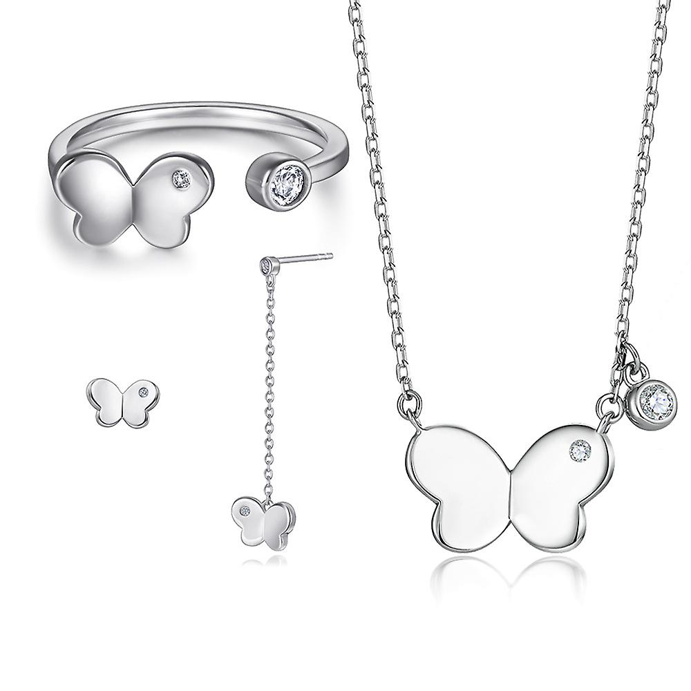 S925 Ensemble de bijoux en argent Boucles d'oreilles à pompons asymétriques en trois pièces pour femmes