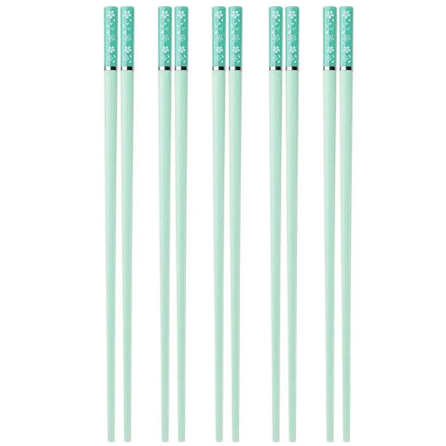 ZHOUBA 5 Pairs Food Chopsticks Heat Resistant Lightweight Pink Cherry Blossom Chopsticks for Home