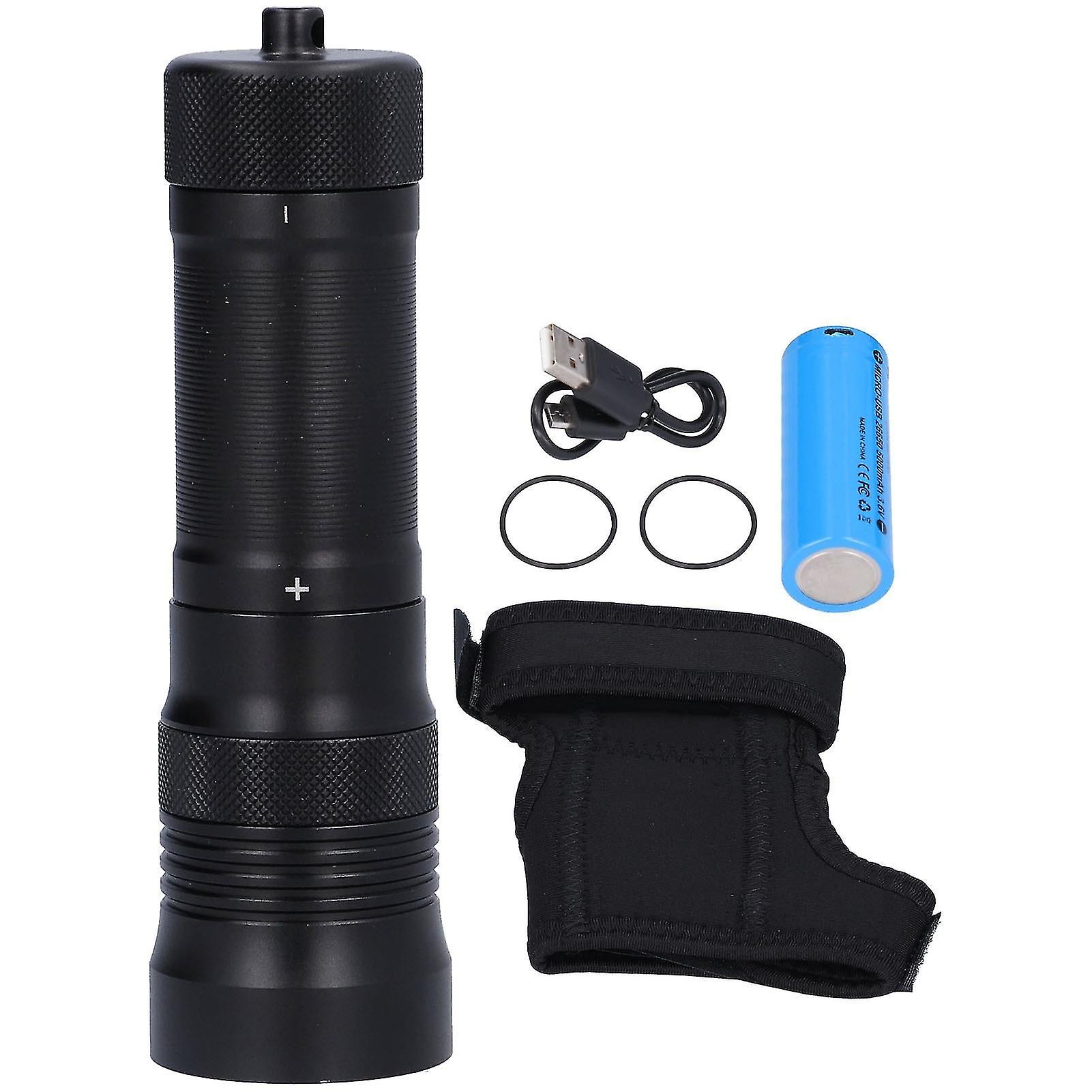 Dive Flashlight Underwater Diving Torch Magnetic Control Rotary Switch With Glove Holder