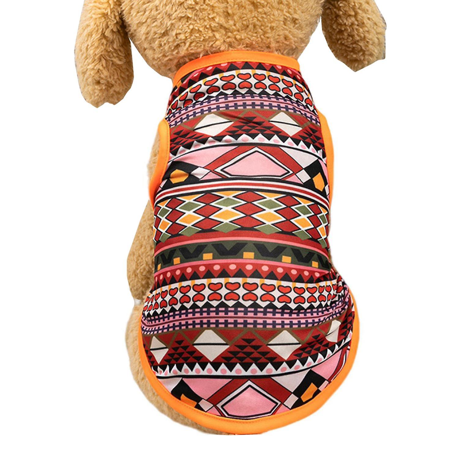 Cat Summer Vest Round Neck Ethnic Style Printing Dress Up Sleeveless Vintage Pet Summer Clothes