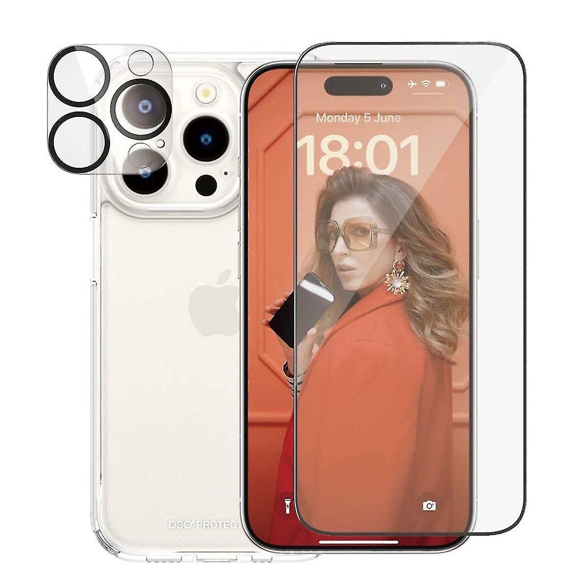 For Apple iPhone 15 Pro PanzerGlass 3-in-1 Protection Pack Protective Glass