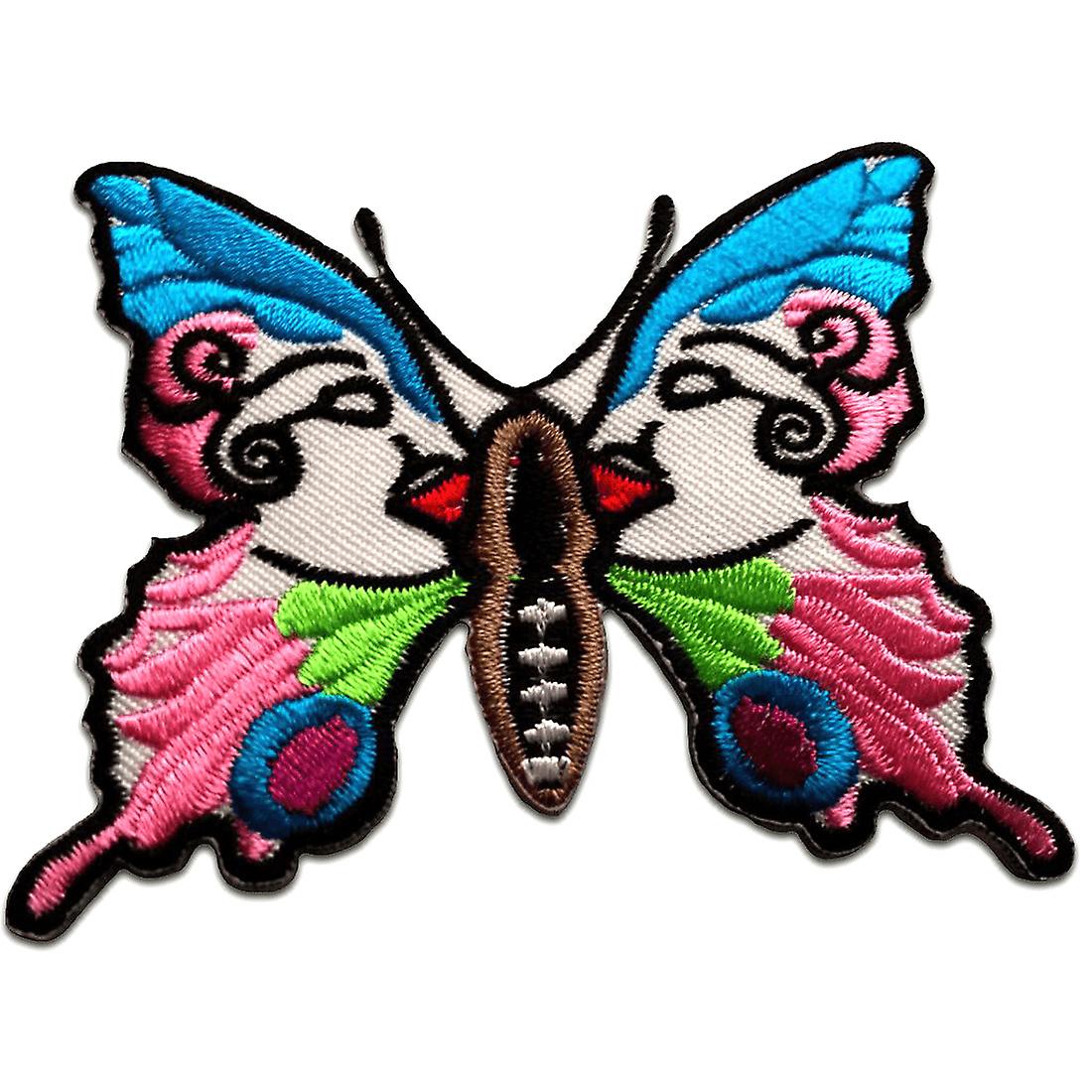 Patch / iron-on patch - butterfly - colorful - 8.3 x 6.5 cm - appliqué patch