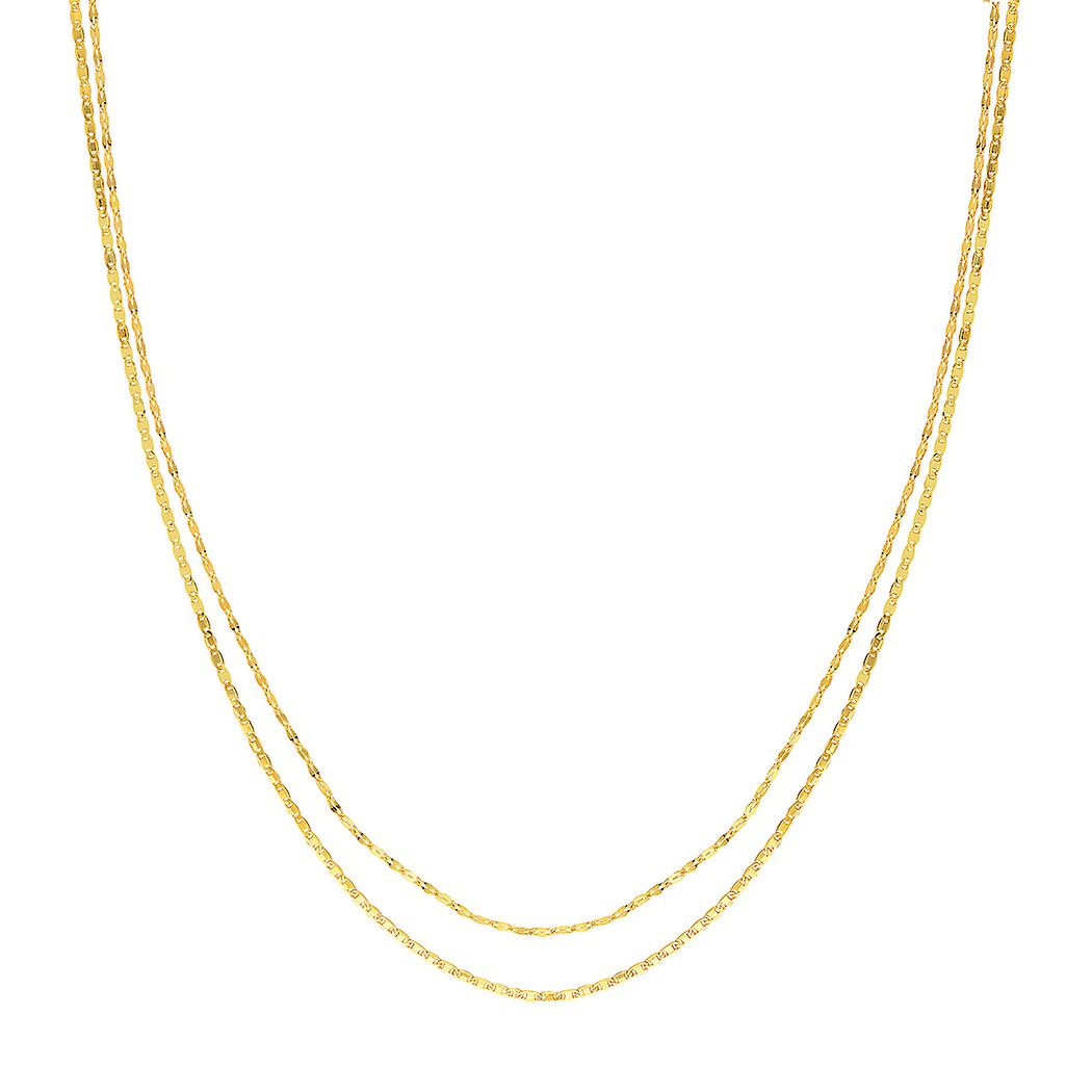 Colar com corrente ajustável em ouro amarelo 14k e forzentina martelada, 45 cm (18 polegadas), para homens e mulheres.