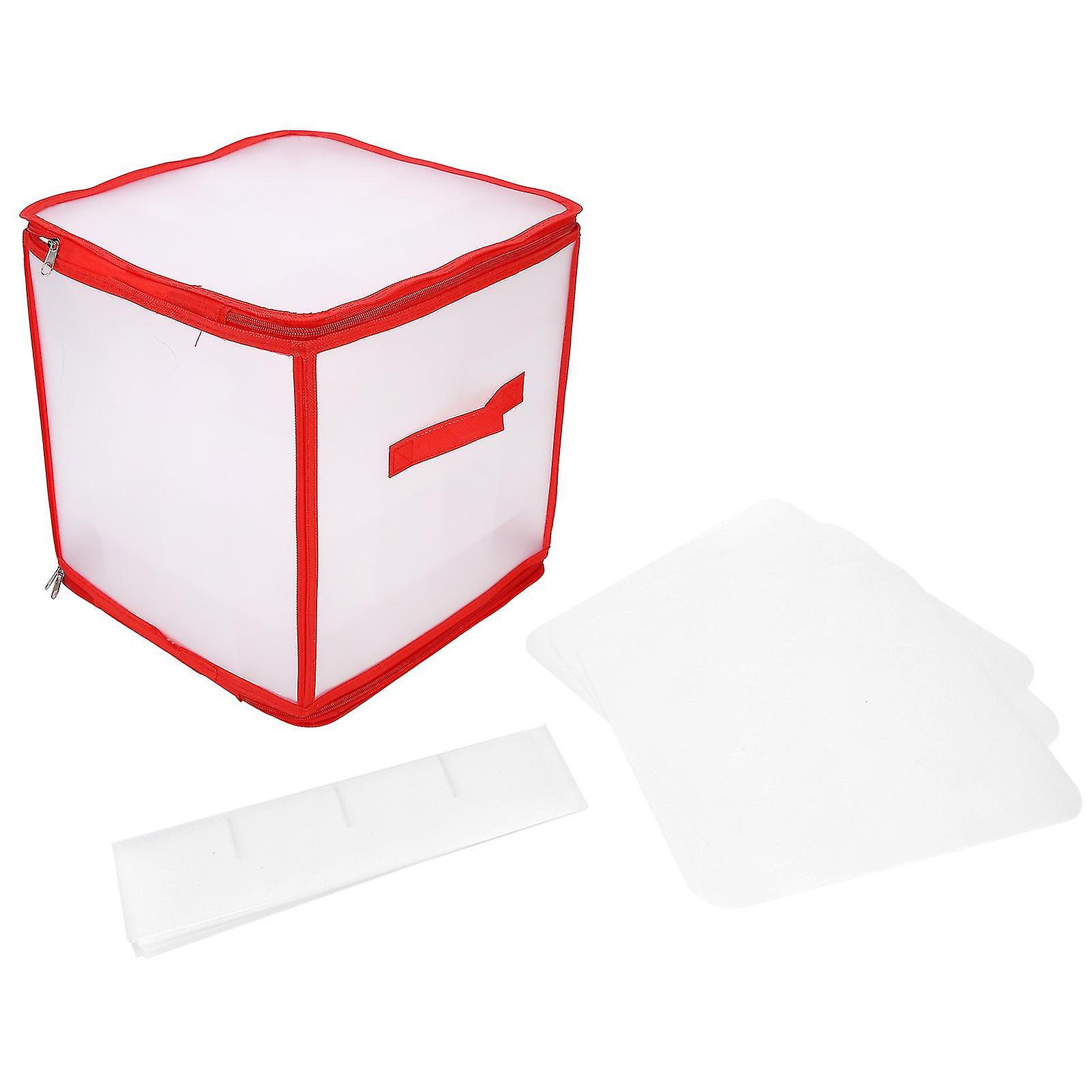 PVC Transparent Storage Box Christmas Ornament Storage Box Handy Organiser with Dividers Lightweight Durable with Handles for Decorations Storag
