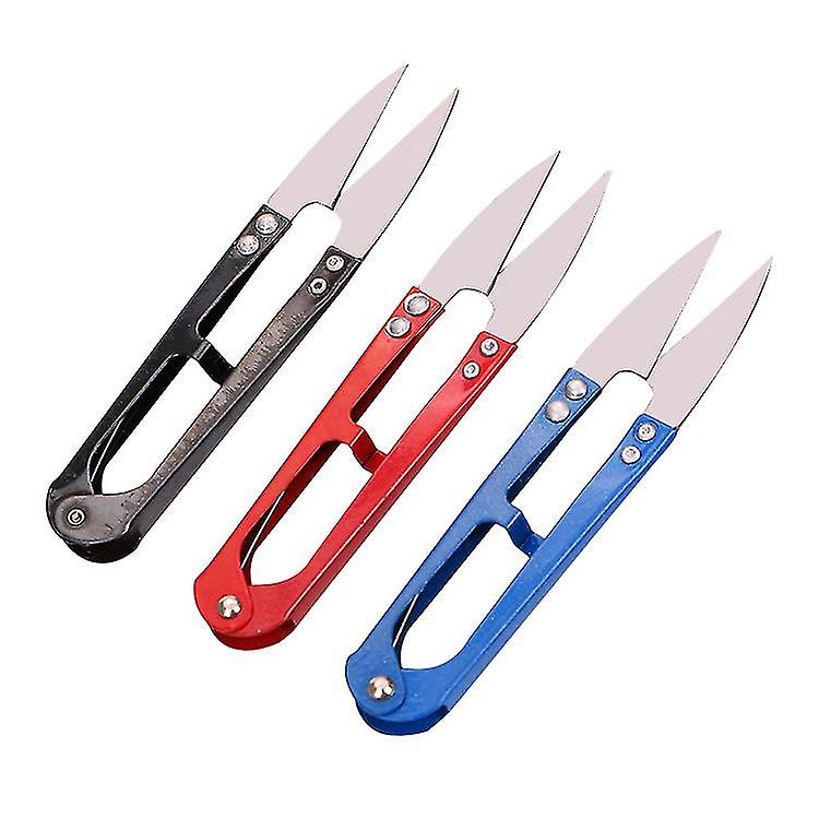 3 Pieces Mini U Shape Embroidery Sewing Thread Scissors - Random Color