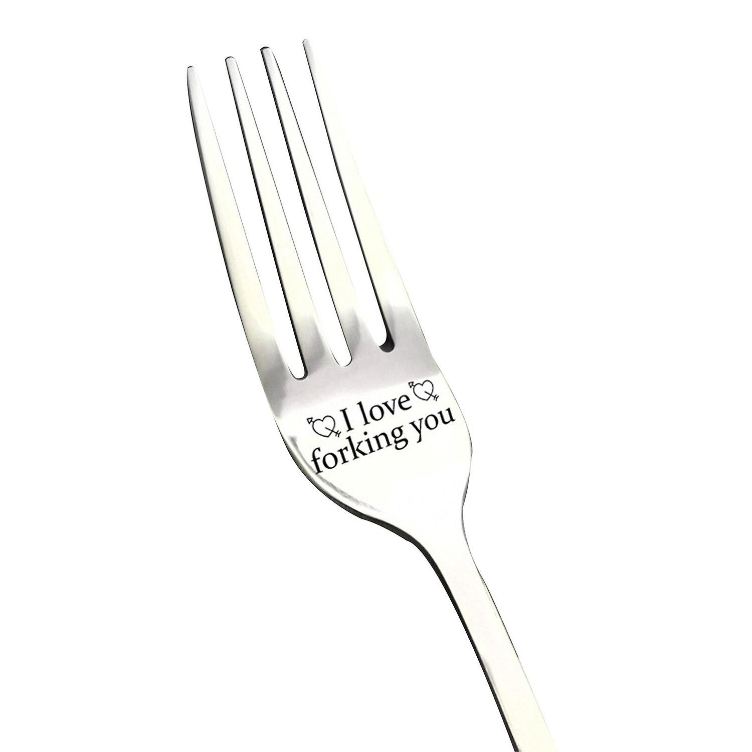 Elegant Engraved 'I Forking Love You' Fork with Gift Box - 21cm