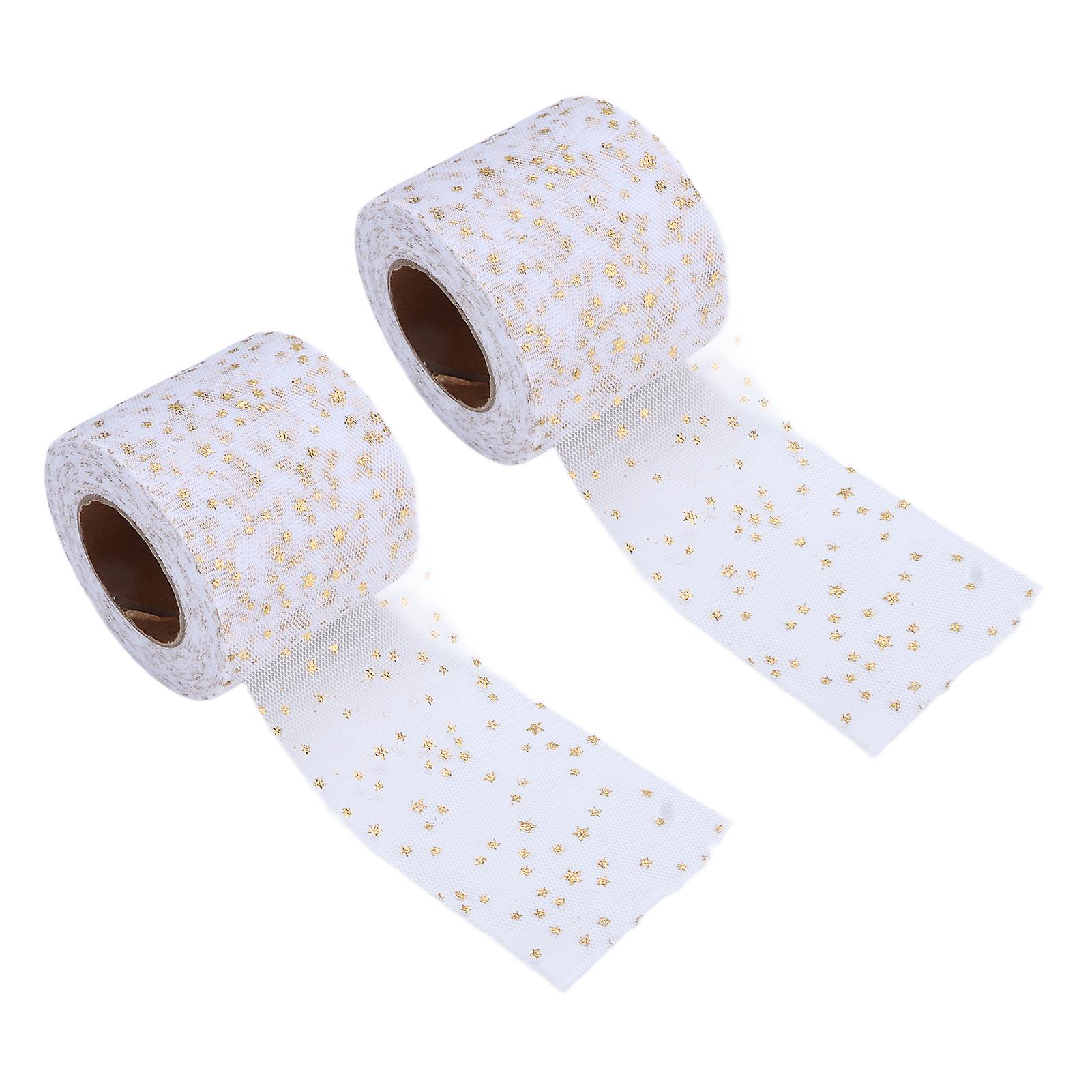 2 Rolls Glitter Tulle Roll, Shiny Look, Easy to Use, Sufficient Quantity, Four Colors, Tulle Fabric for DIY Decoration, White