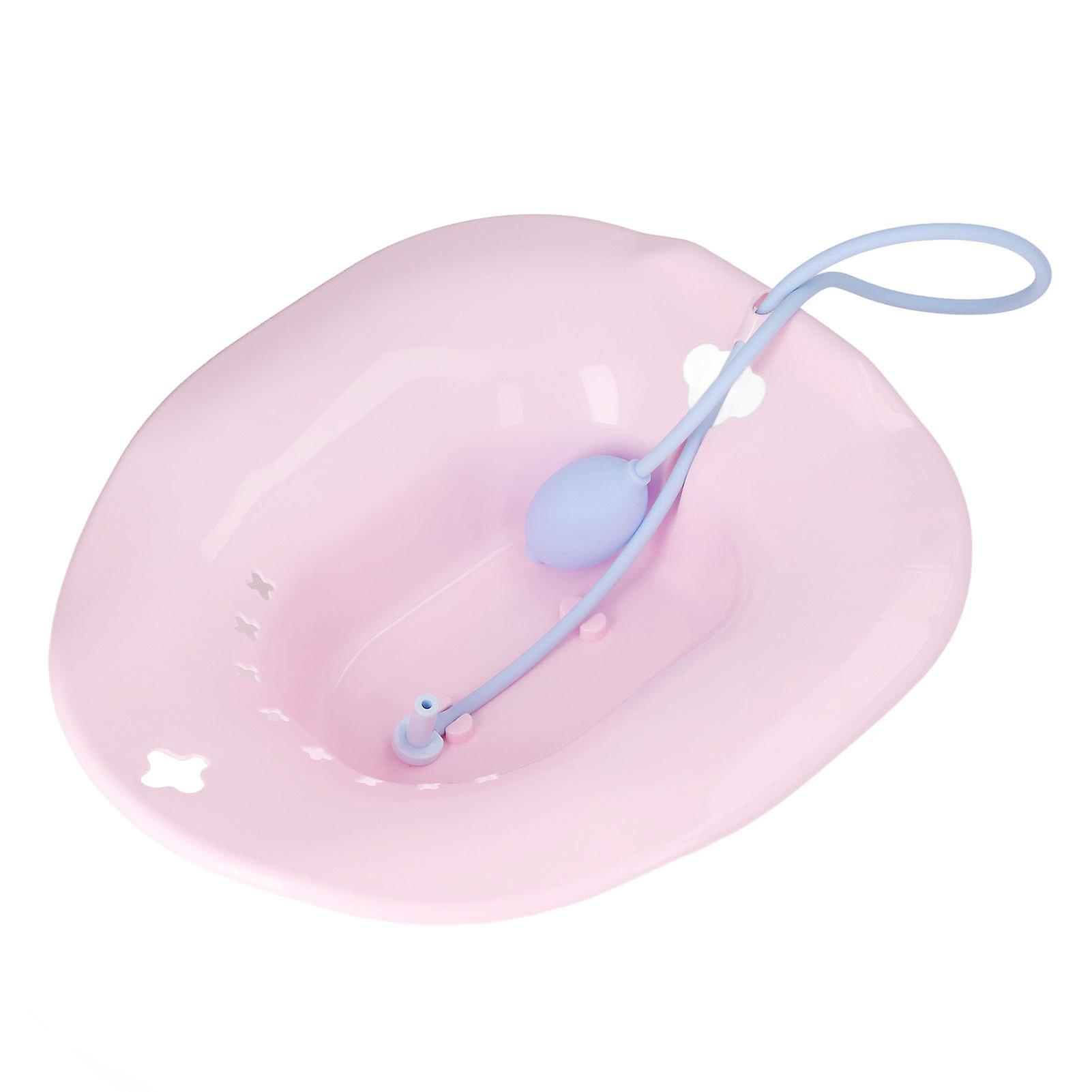 Siège de toilette universel sans accroupissement avec chasse d'eau pour soins post-partum et hémorroïdes, rose