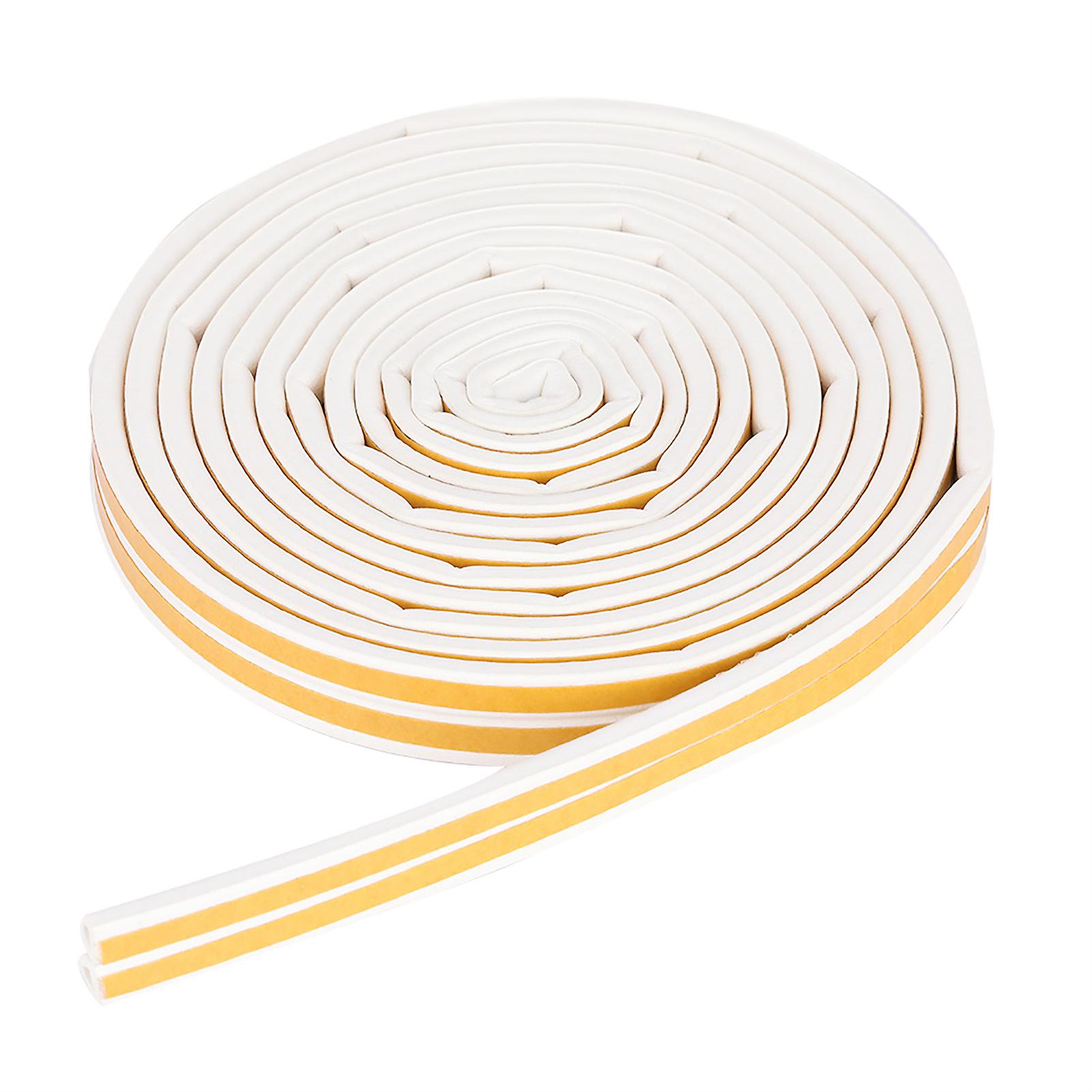 5 Meters 9*6mm Self adhesive Door Window Sound Insulation Window Sealing Strip Rubber Seal (White)
