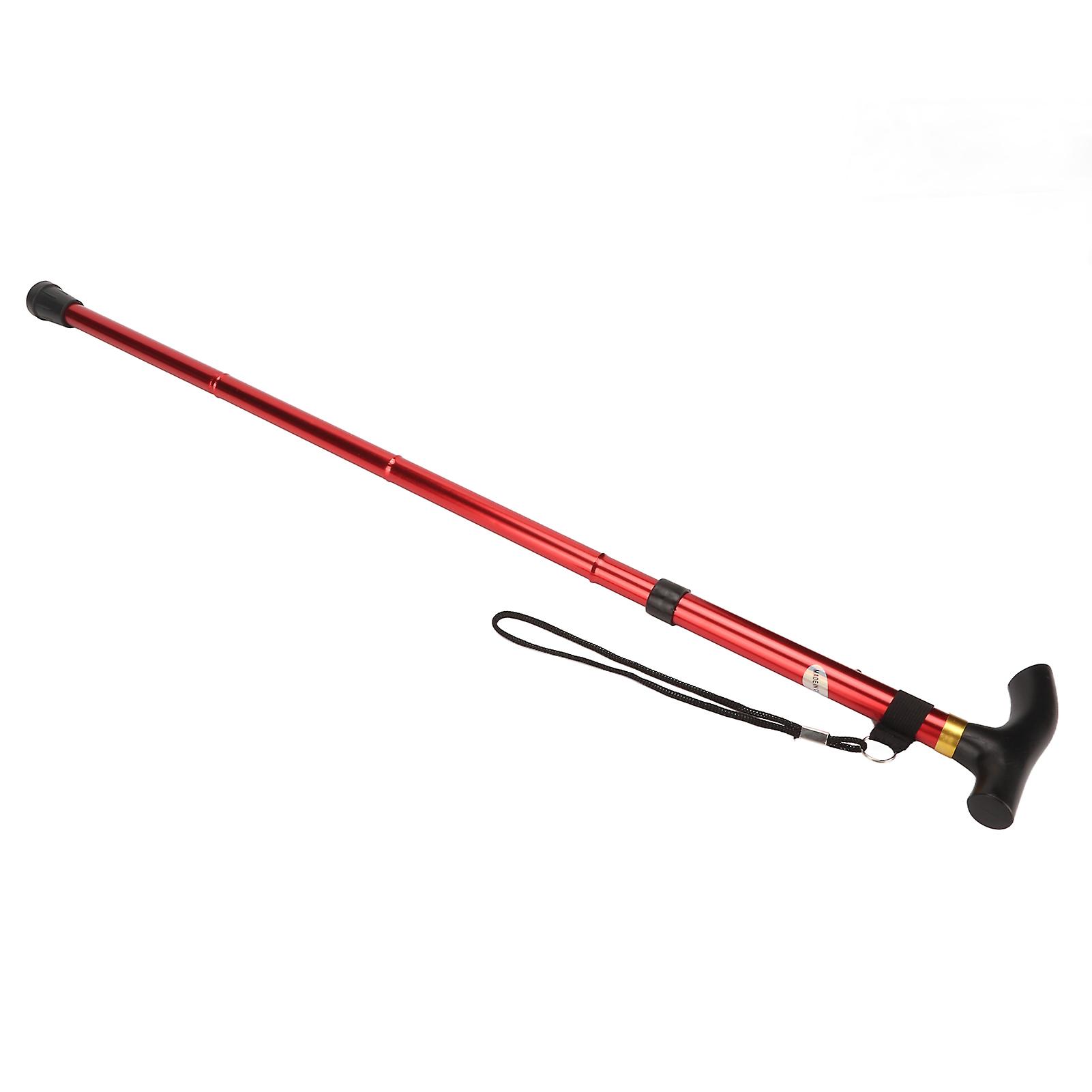 5 Sektion Vikbar Vuxen Krycka Ergonomisk Stabil Lättvikt Äldre Walking Cane För Resor Utomhus Vandring Röd