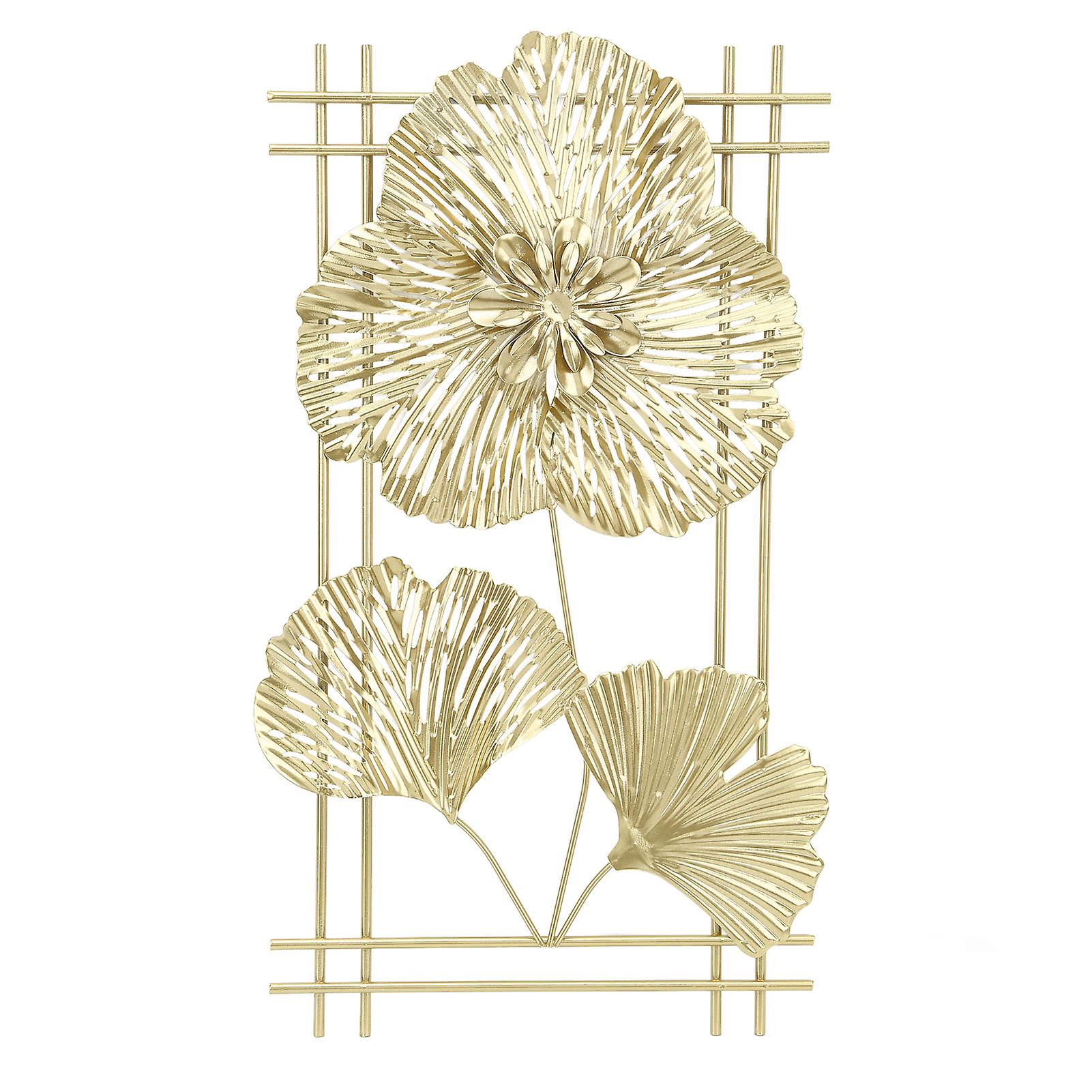 Golden Ginkgo Leaf Metal Wall Sculpture for Home Office Decor
