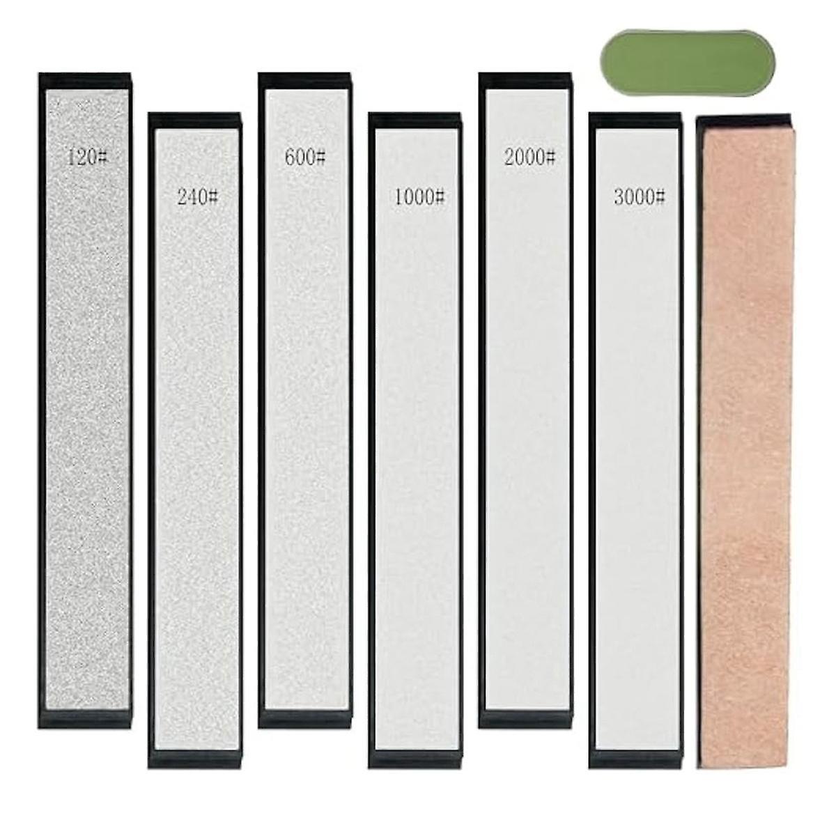 Diamond Sharpening Stone,6 Whetstone-120/240/600/1000/2000/3000,1 Strop,1 Polishing Paste for Fix-A