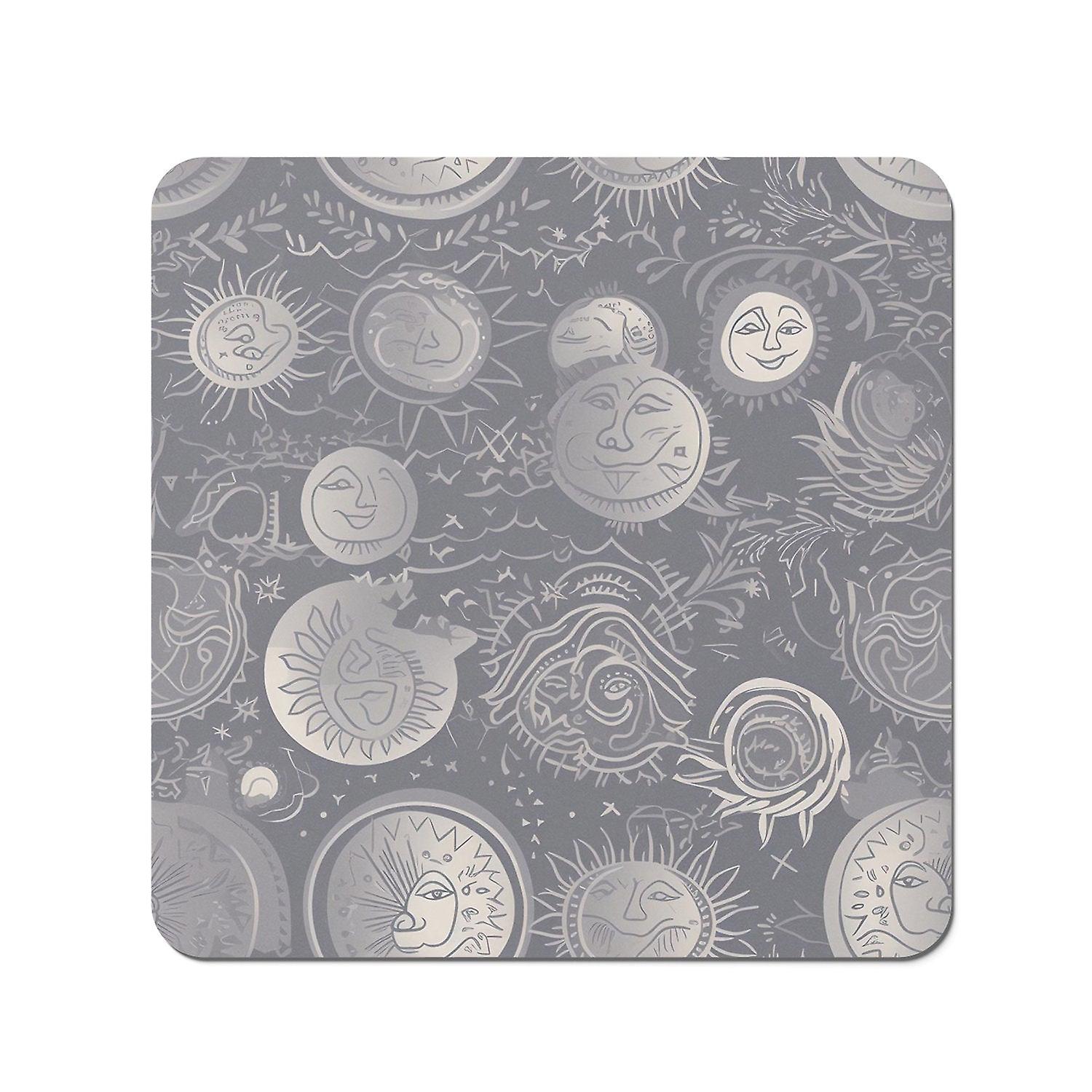 Sun And Moon In Grey Coasters