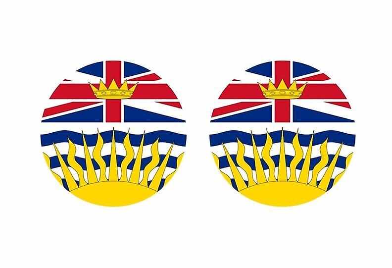 2x 贴纸贴纸圆公鸡旗加拿大不列颠哥伦比亚省