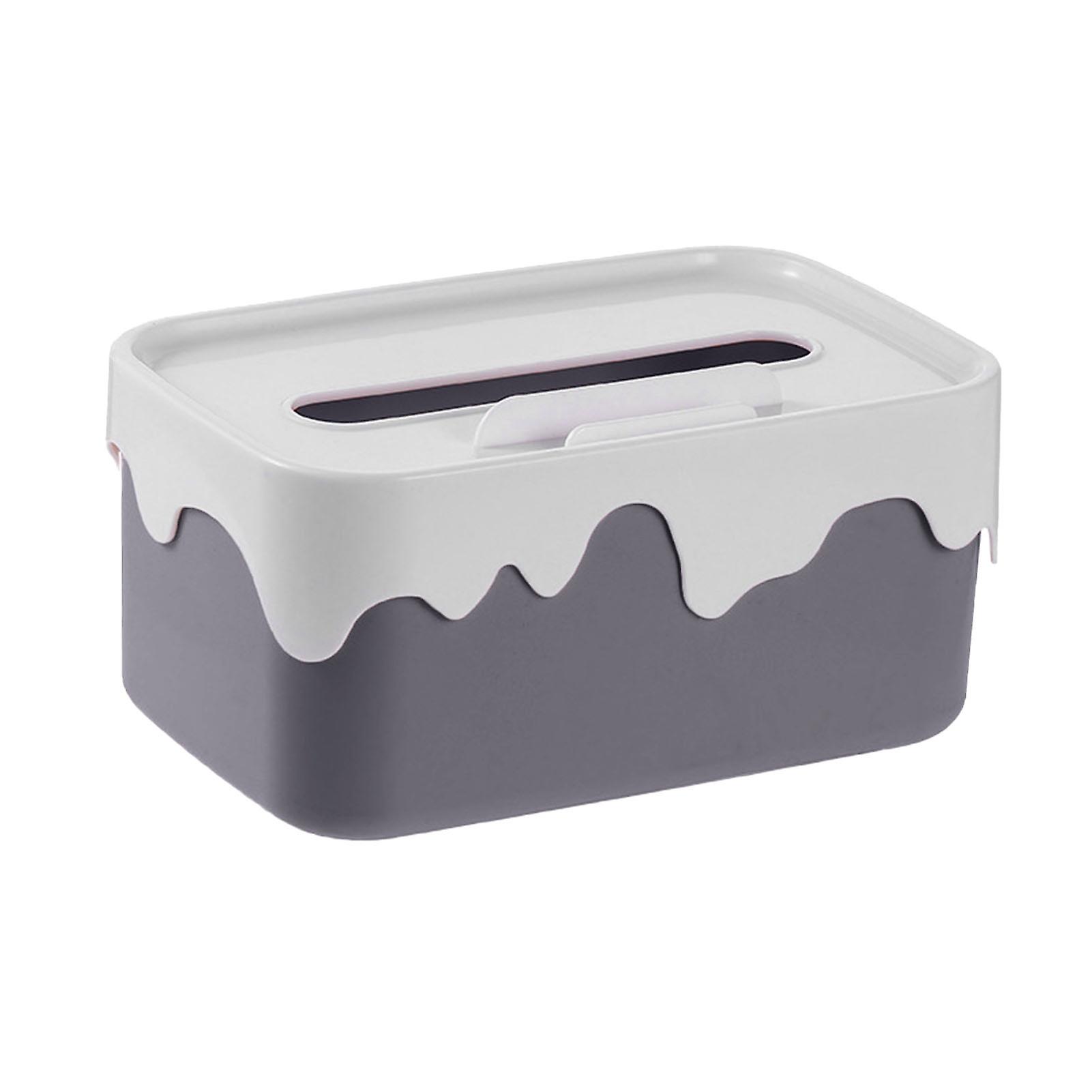 Desktop Tissue Box, Cute Multifunctional Paper Towel Storage Box for Home Living Room Coffee Table, Gray