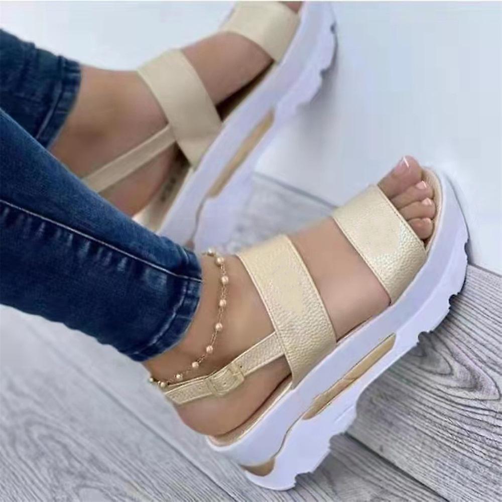 Women's Summer Open Toes Sandals Breathable Ankle-Strap Shoes Pin Buckle Closure