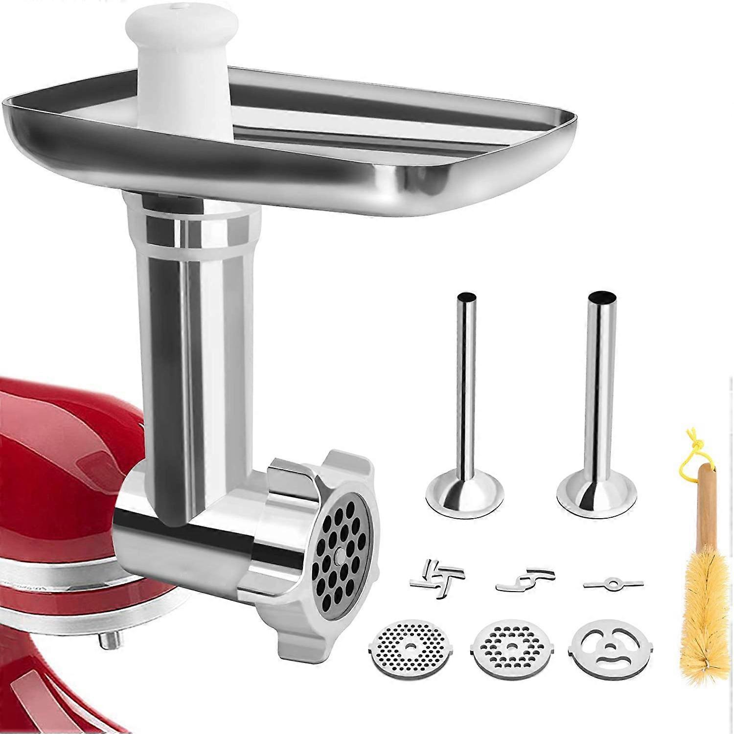 Meat Grinder Attachment for Stand Mixers Sausage Stuffer Tubes, Metal Food Grinder Attachments