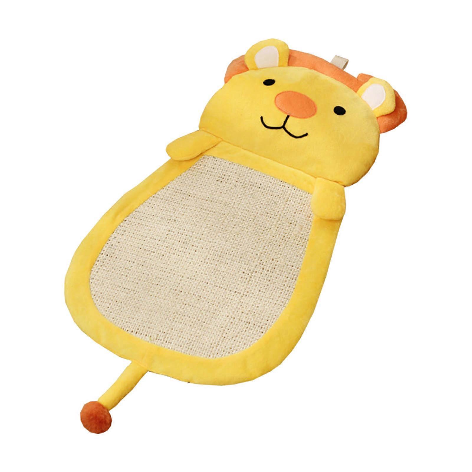 Natural Sisal Cat Scratching Board Horizontal Cat Floor Scratching Pad Rug For Indoors Cat Grinding Yellow Lion