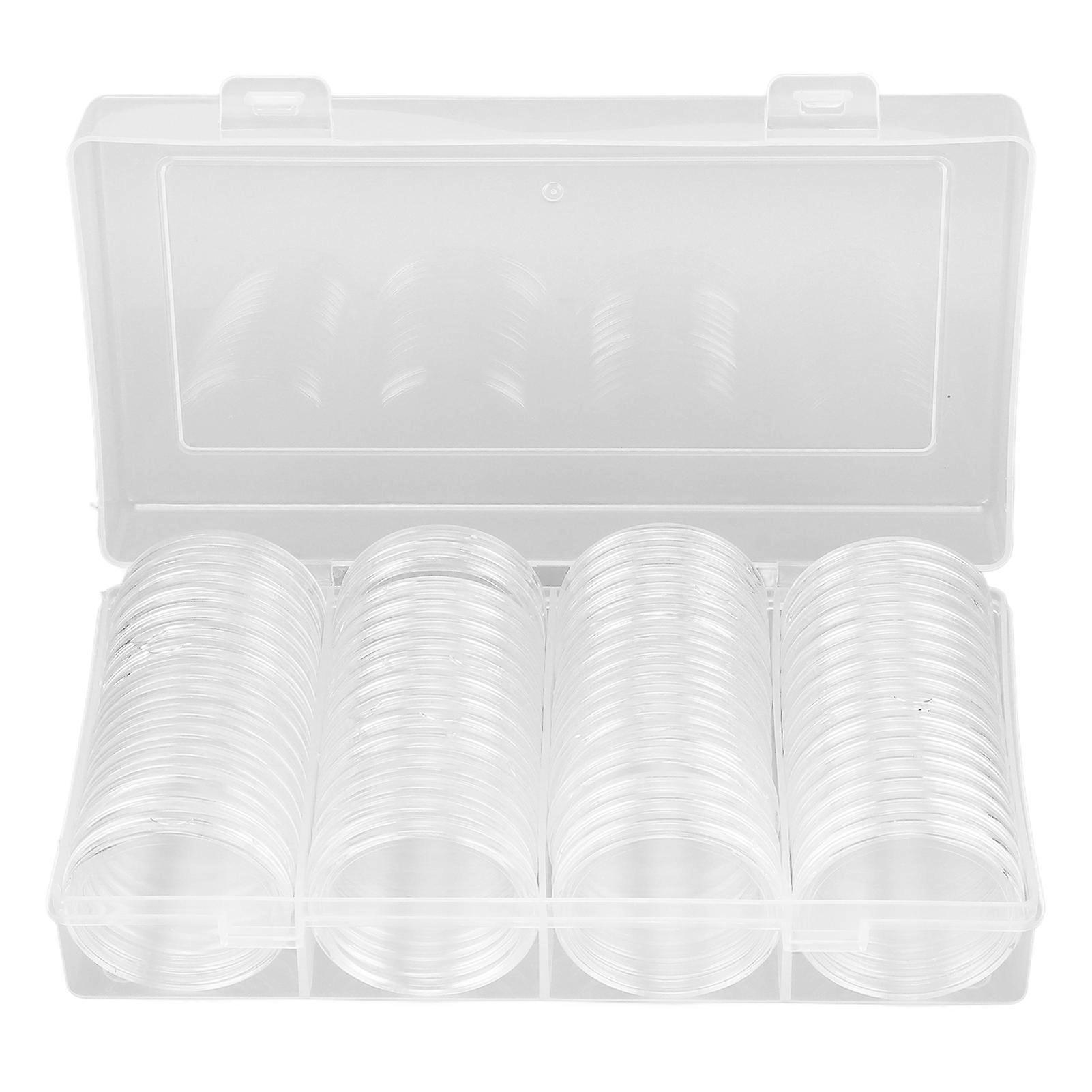 Clear Coin Storage Box 60 Pieces 41mm Coin Capsules Coin Collection Container Box for Coin Collector
