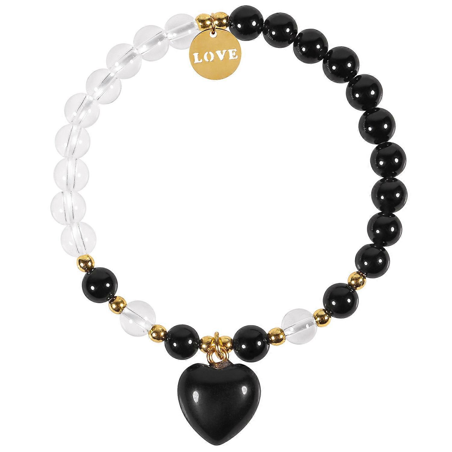 Bracelet-Obsidian Mystery-Sophisticated Style-Heart Focal