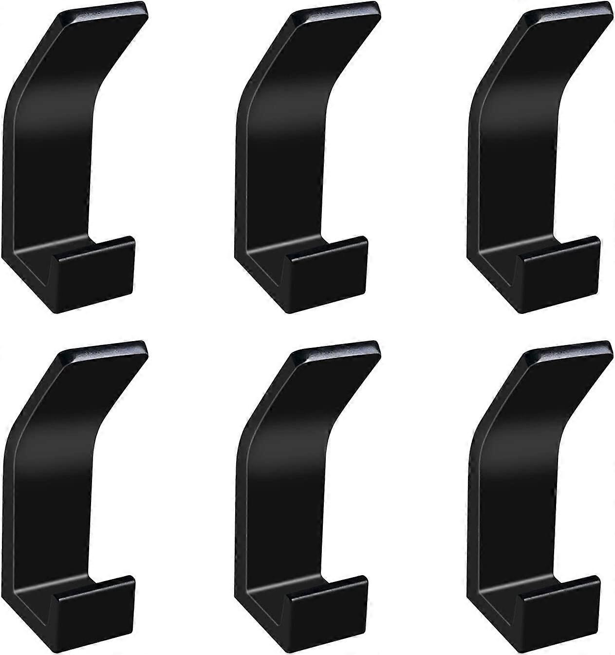 6 Pieces Black Adhesive Hooks, Robe Hook, Towel Rack without Drilling 7cm