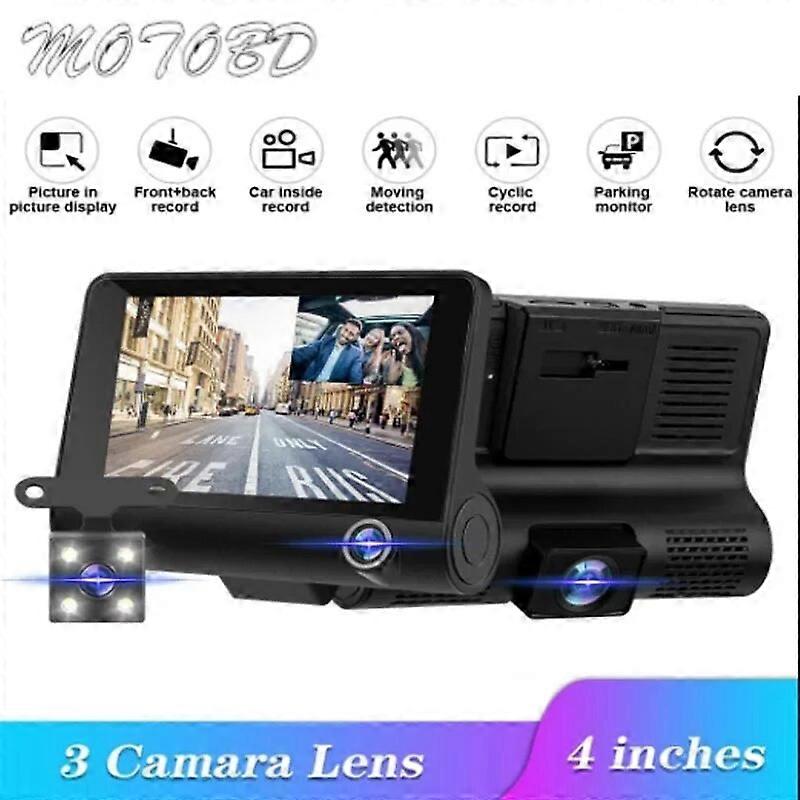 DashCam Car DVR 4 Inch Full HD 1080P 3 Lens Auto Video Recorder 170 Camera Parking Monitoring Night Vision Camcorder ST1M272