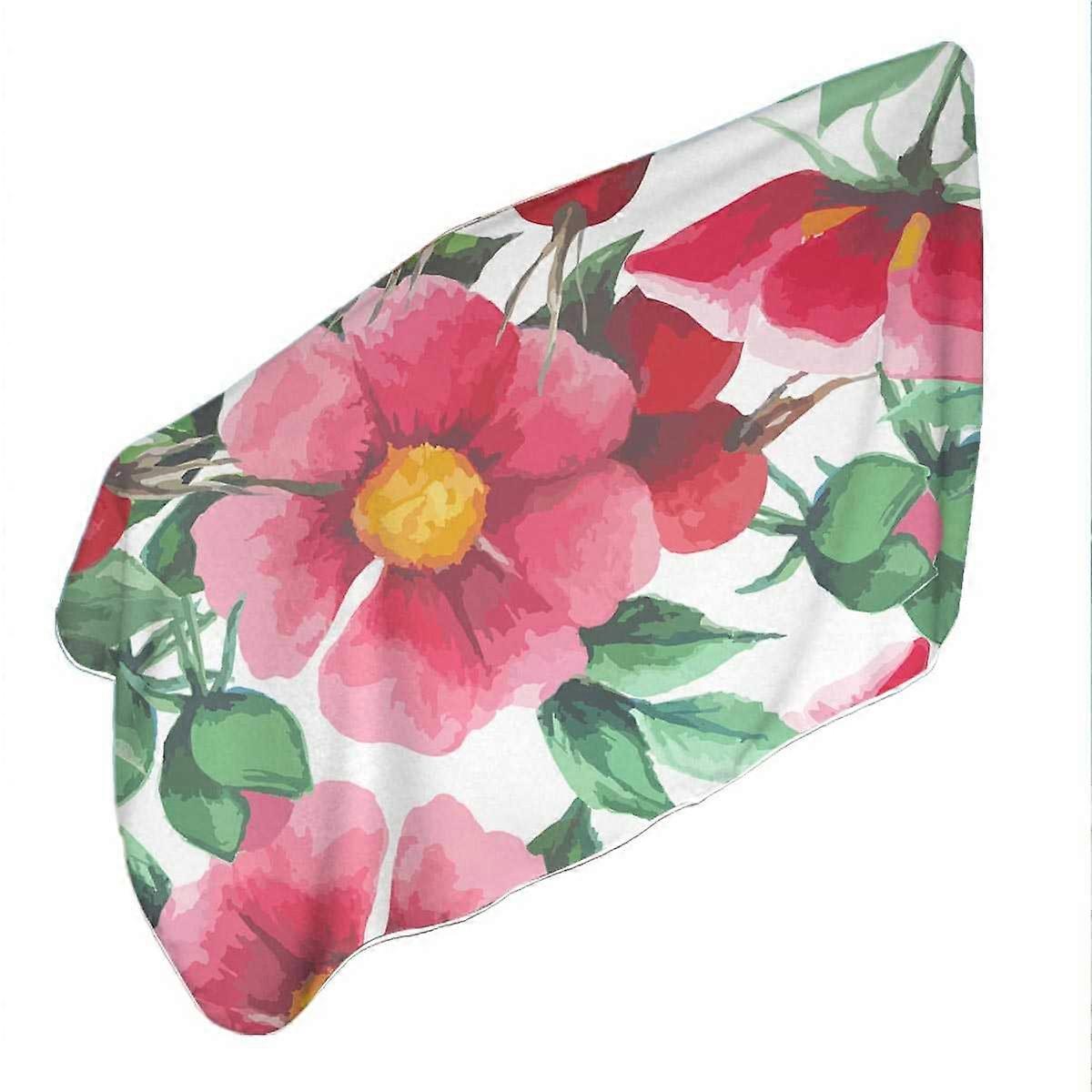 Red Flowers Painting Microfiber Beach Towel