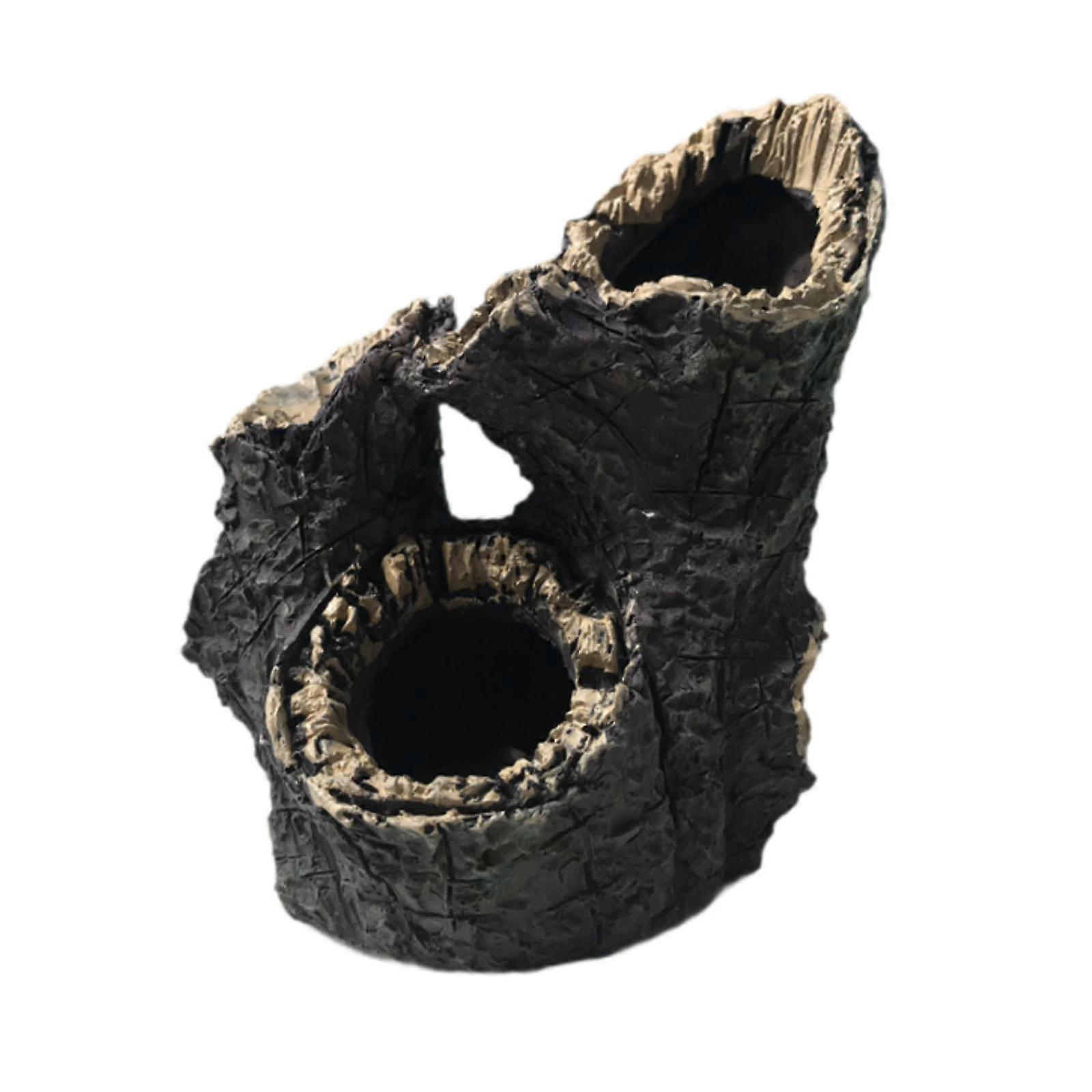 Reptile Hideout Landscape Decoration Resin Hollow Log for Fish Betta Turtles Lying