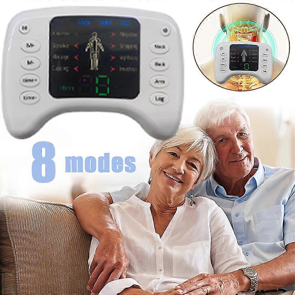8 Modes Tens Unit Muscle Stimulator, Rechargeable Dual Channel Tens Machine with 4 Electrode Pads, Electric Pulse Massager for Pain Relief Therapy