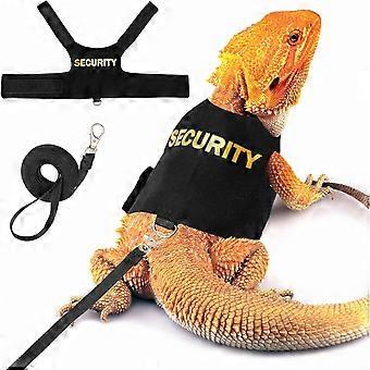 2-Piece Bearded Dragon Harness and Leash Set - Anti-Escape Adjustable Lizard Reptile Harness with 5-Foot Short Leash for Outdoor Walking