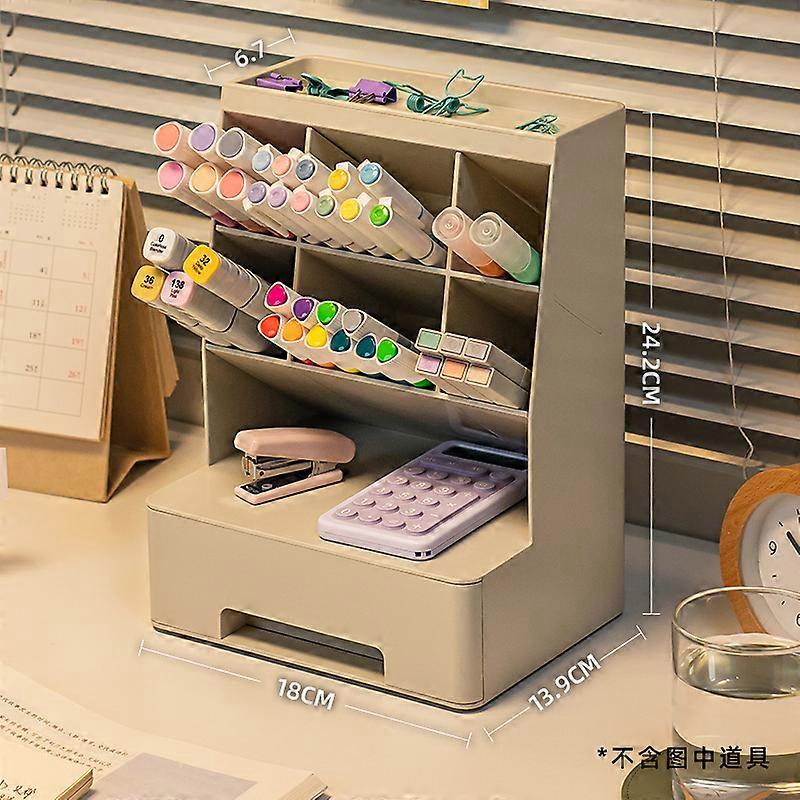 Desktop Multilayer Pen Holder Stationery Organizer Cosmetic Storage Box Makeup Drawer Student Office Storage Supplies