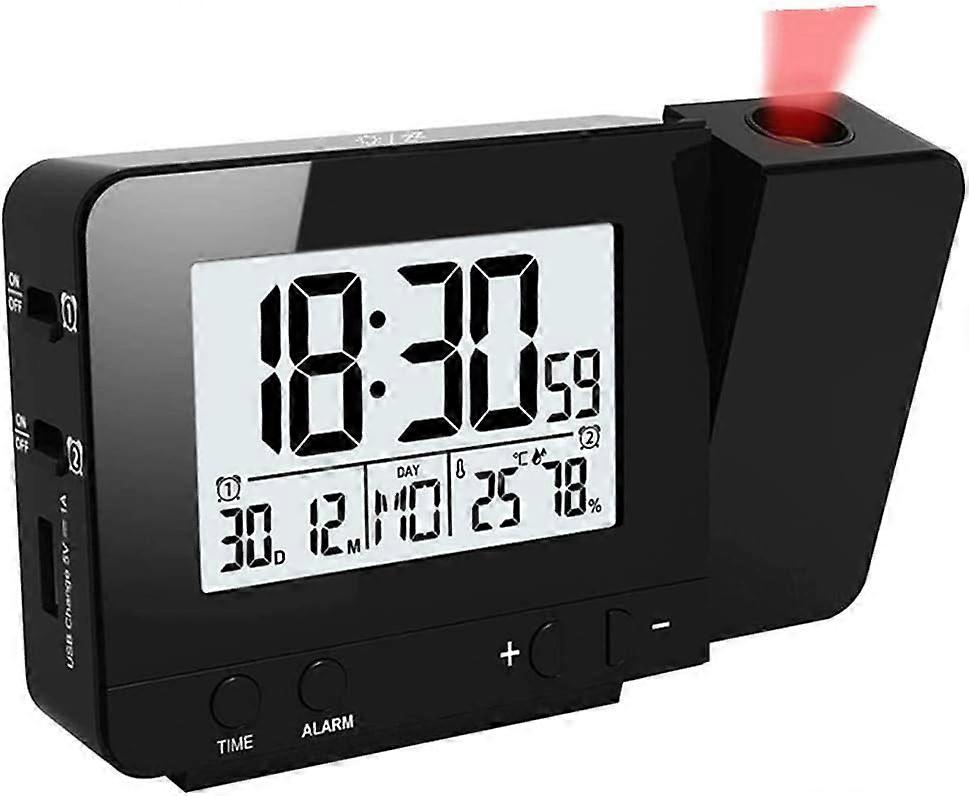 Projection Clock, Digital Alarm Clock, LED Display Clock with Backlight Snooze,12/24 Hours, Indoor