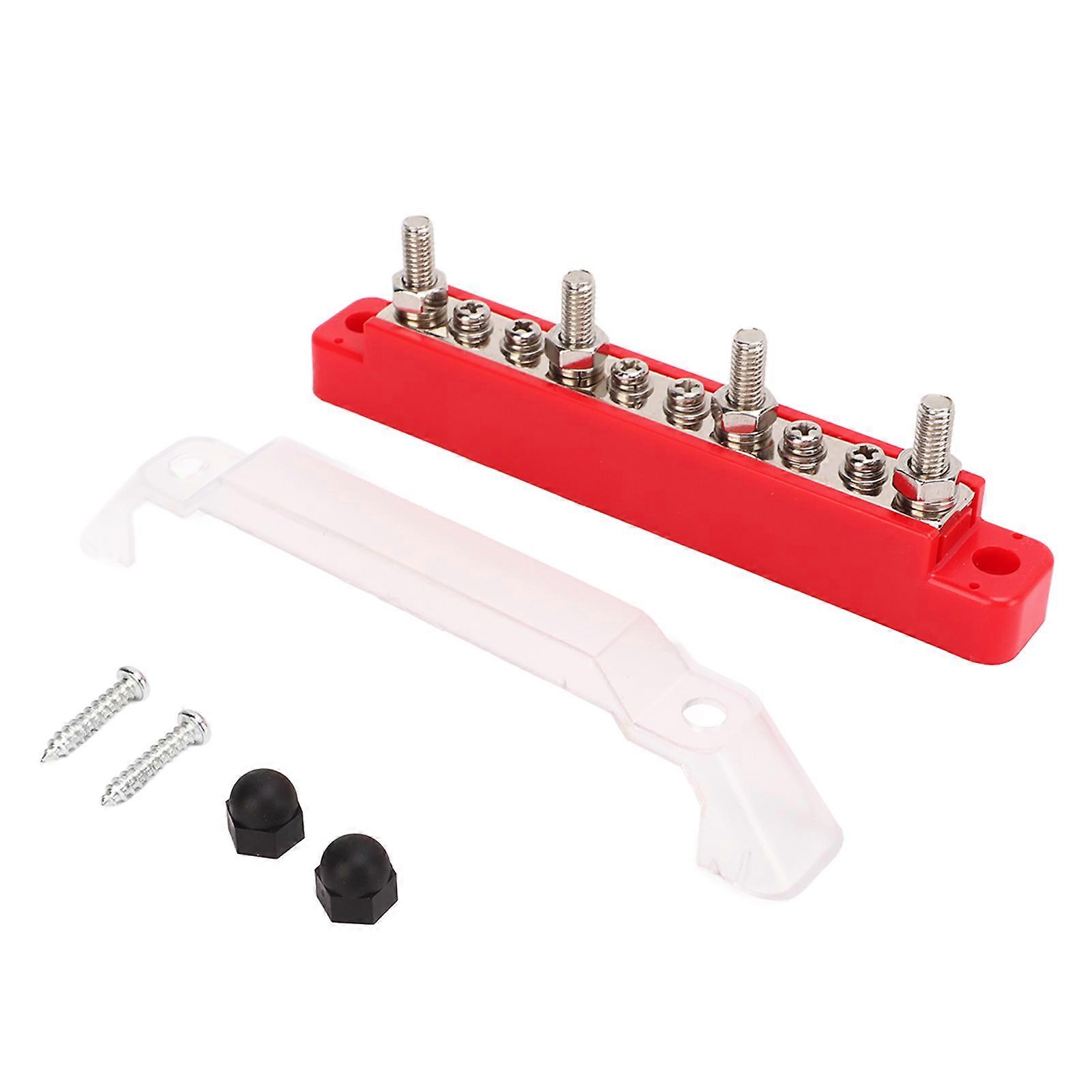10 Way Power Distribution Block 4xM6 Terminal Studs 6xM4 Terminal Screws for Car Truck Yacht RV Positive Red