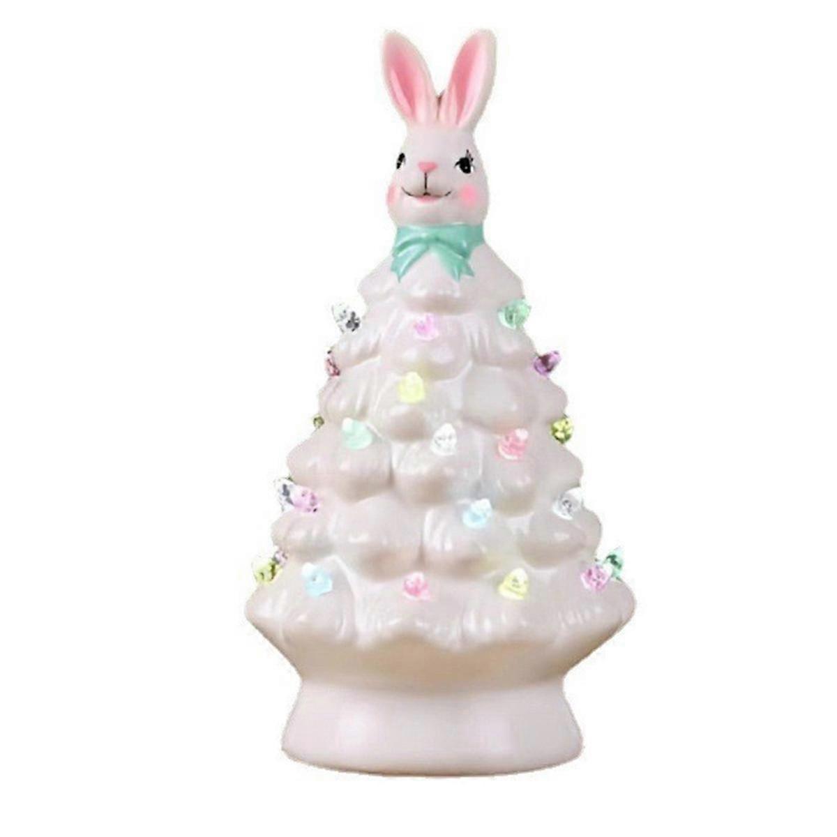 Easter Bunny Tree Decorations,Light Up Easter Bunny Tree with Colorful Lamp Beads, Operated Artific