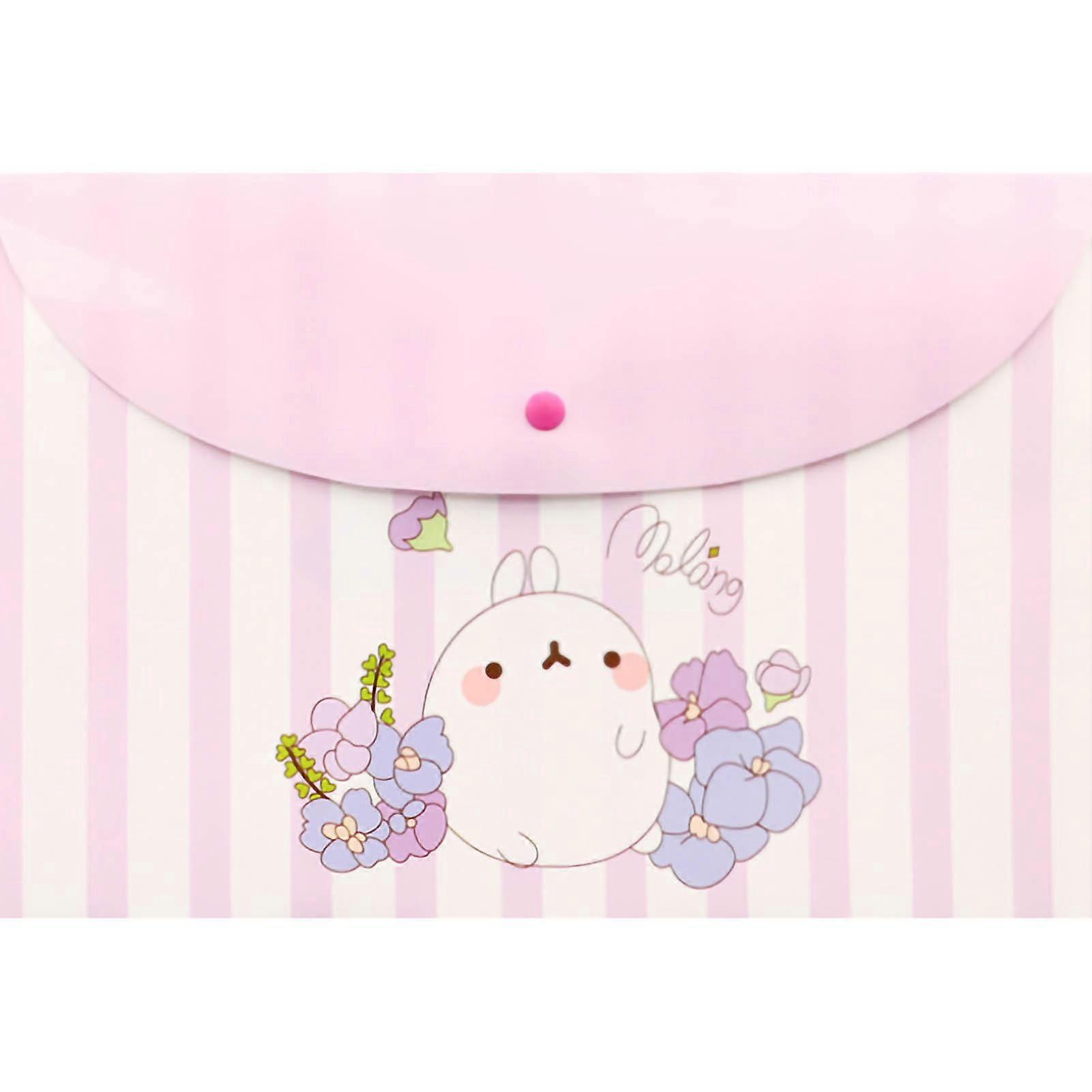 Plastic Envelopes Lovely Bunny Waterproof Dustproof Durable Anticorrosion PP Snap Button Approx 13x9in Clear FoldersPurple