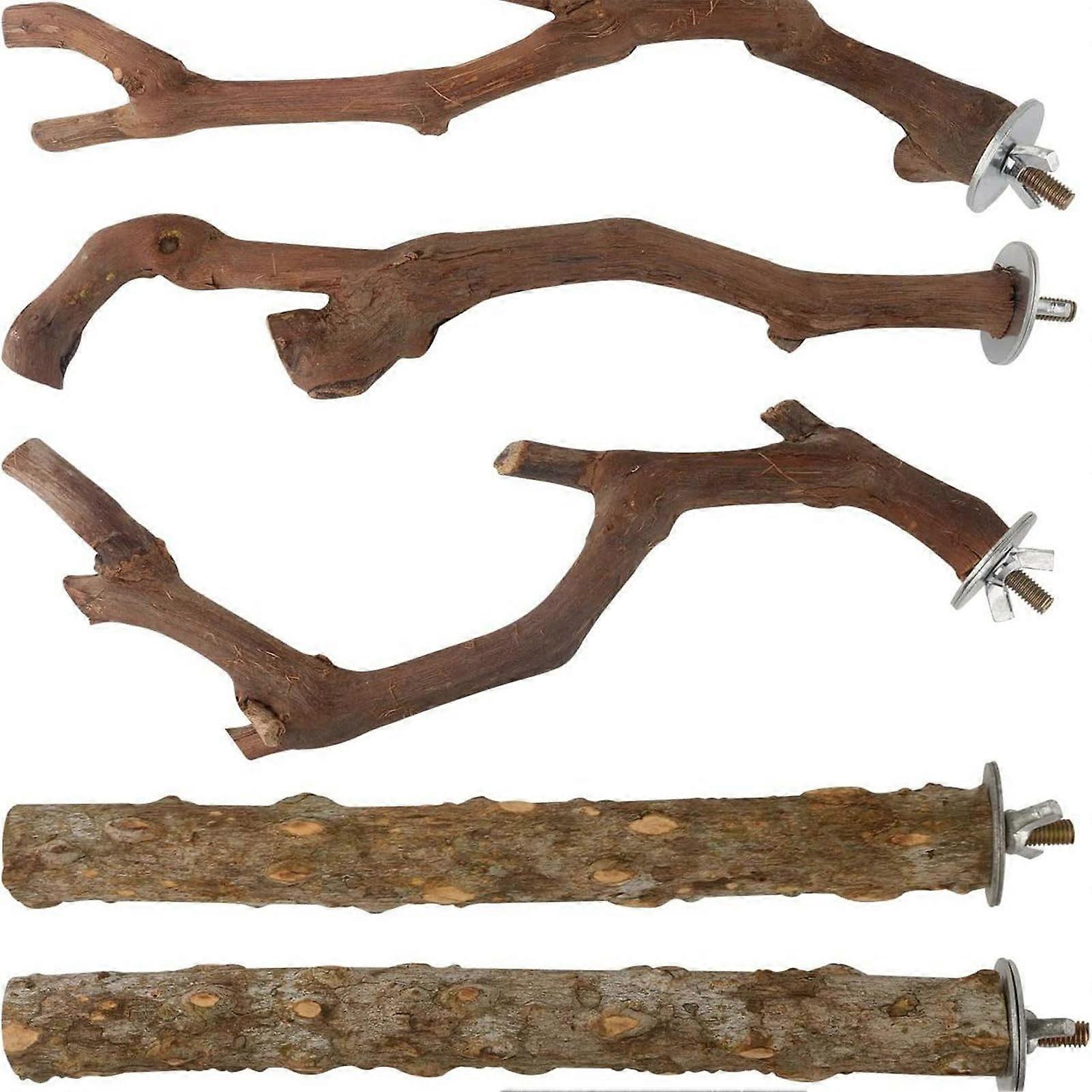 5PCS Wooden Parrot Stand Branch Made of Natural Trees Safe Branch for Small Parrot Birds