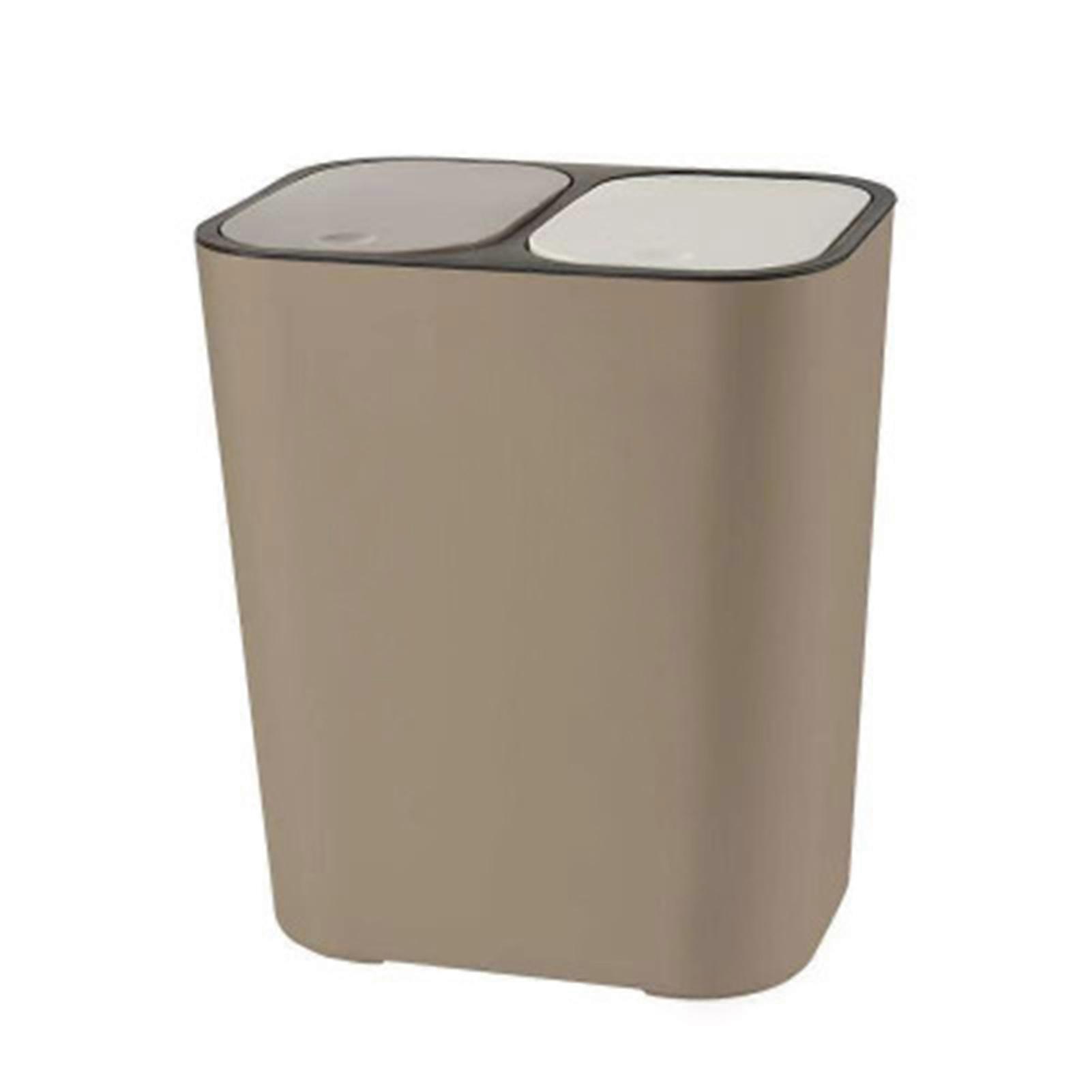 Trash Bin Rectangular PP Double Compartment Trash Bin with Lid for Kitchen Bathroom Living Room