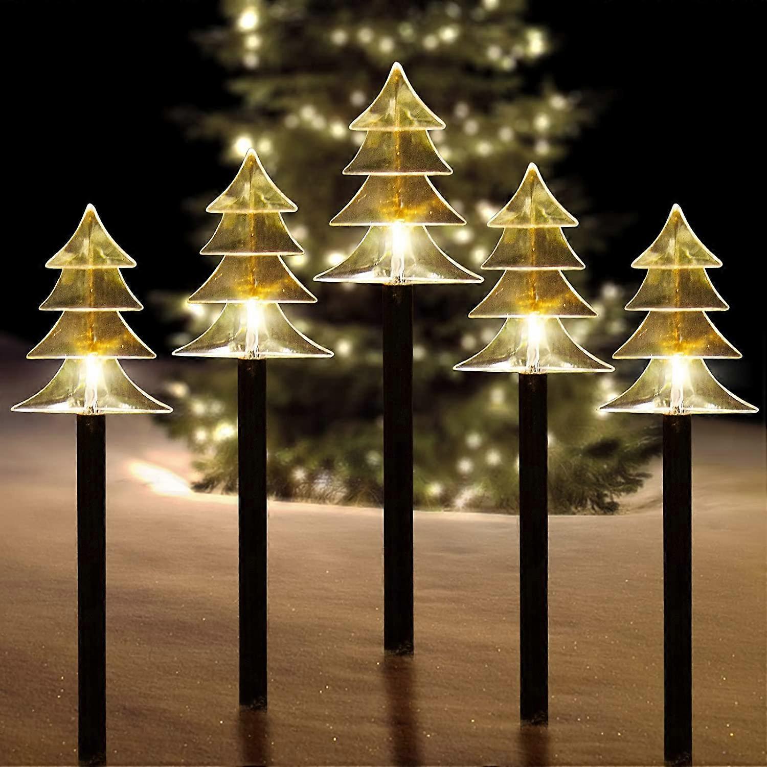 Christmas Solar Stake Lights, Set of 5 Waterproof Landscape Christmas Lights, Pathway Christmas Decorations, LED Lights for Yard Lawn Patio Walkway De