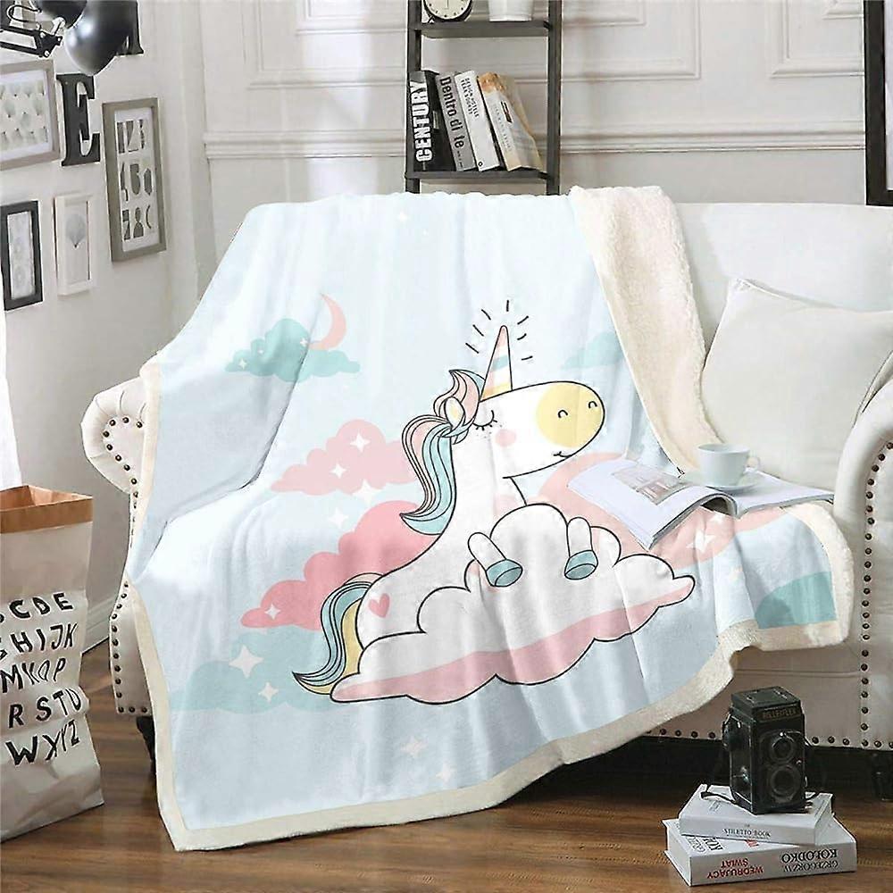 Kids Unicorn Sherpa Blanket for Children Boys Girls Cartoon