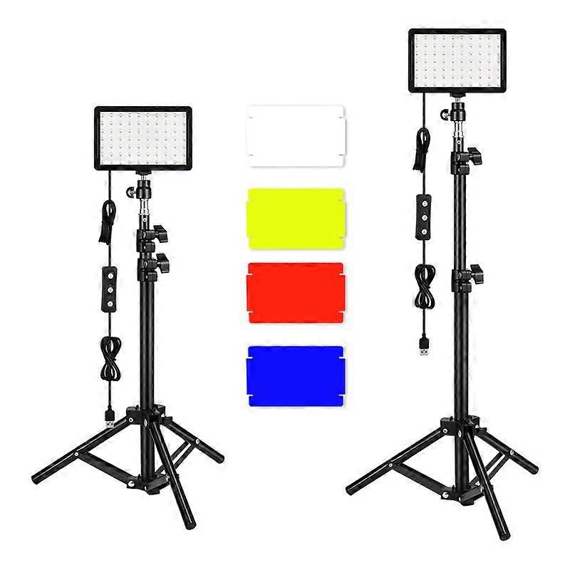 LED Panel Adjustable 5600K USB Video Light with Tripod and Color Filters