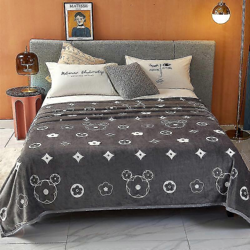 Multiple Size Thickened Printed Soft Flannel Fuzzy Fleece Throw Blanket For Bedding,sofa,camping