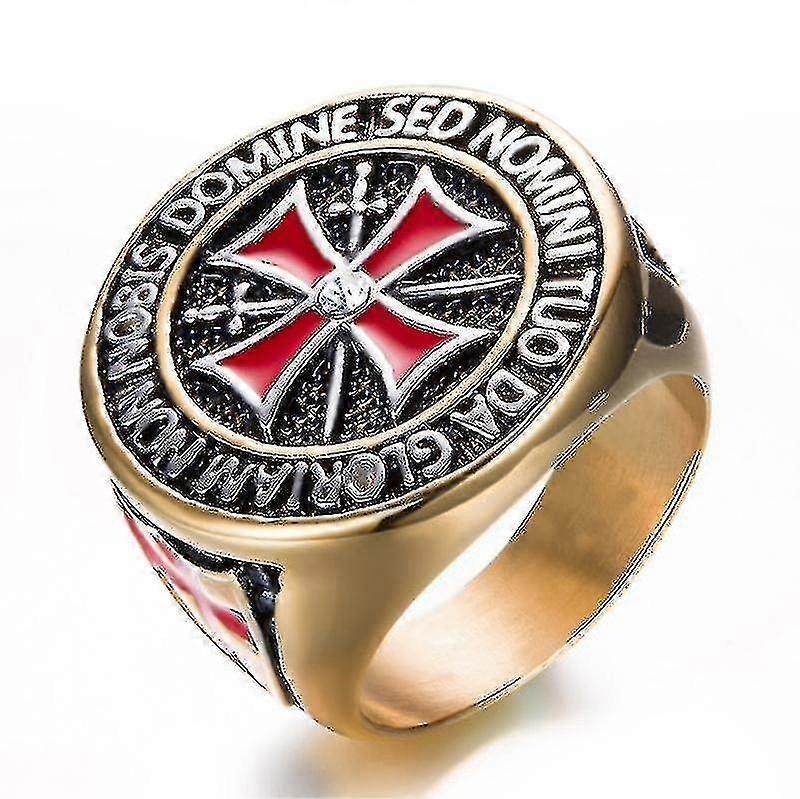 Knights Templar Rings dla mężczyzn, stal nierdzewna Crusader Cross Biker Ring