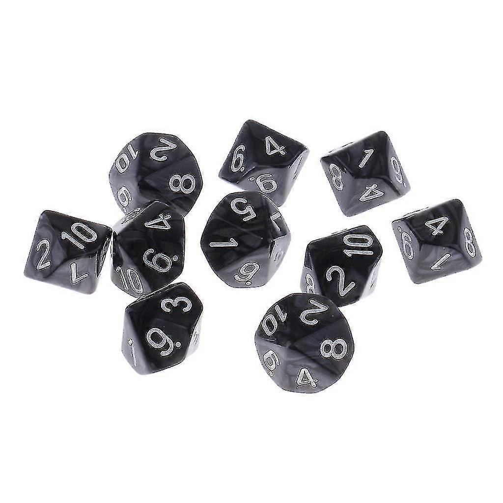 10 stuks plastic 10-zijdige dobbelstenen D10 voor Party Bar Game Accessoire Zwart