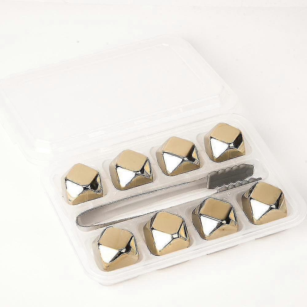 8 Diamond Shaped Stainless Steel Ice Cubes